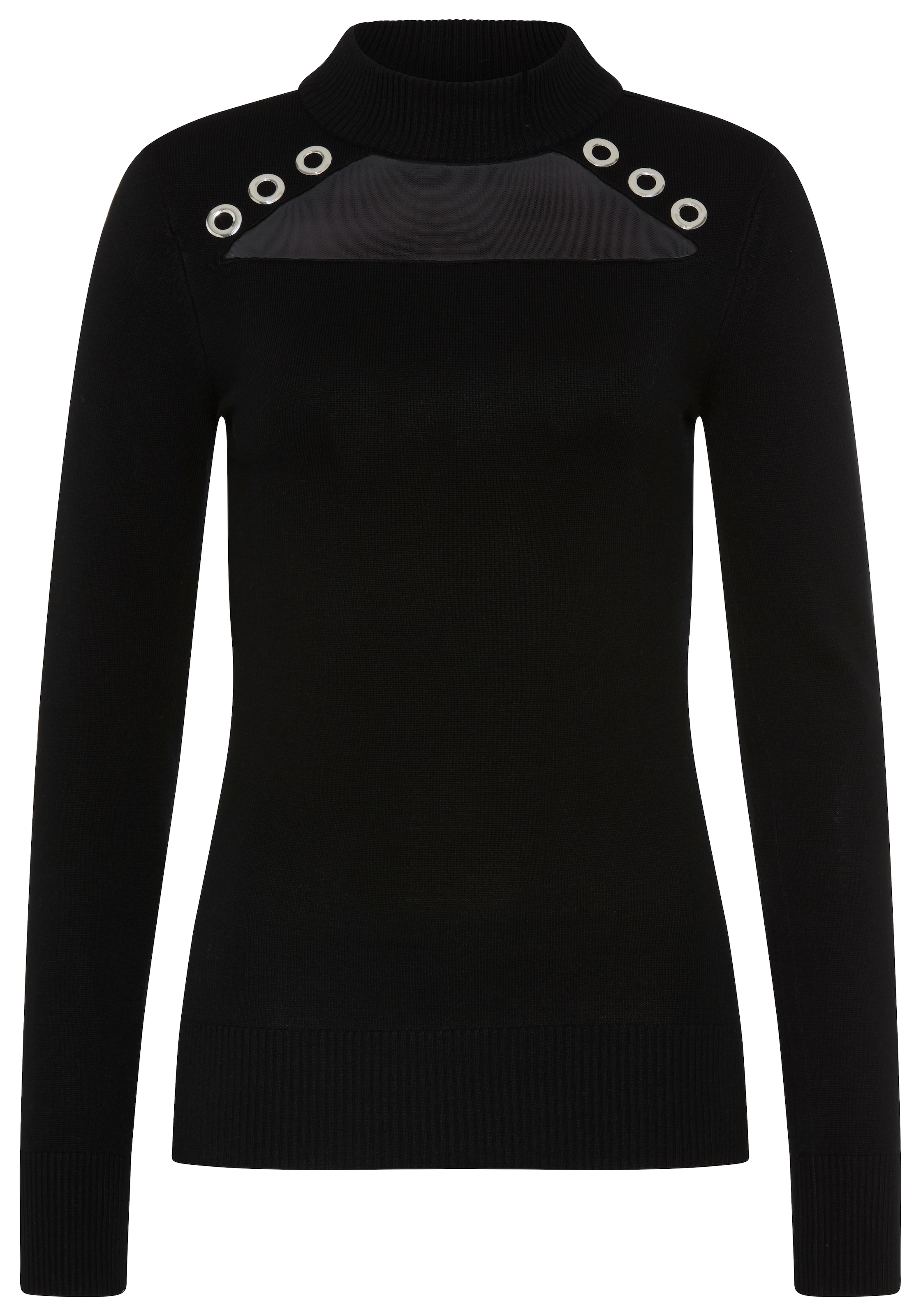 Melrose Strickpullover mit Nietendetails und Mesh-Einsatz