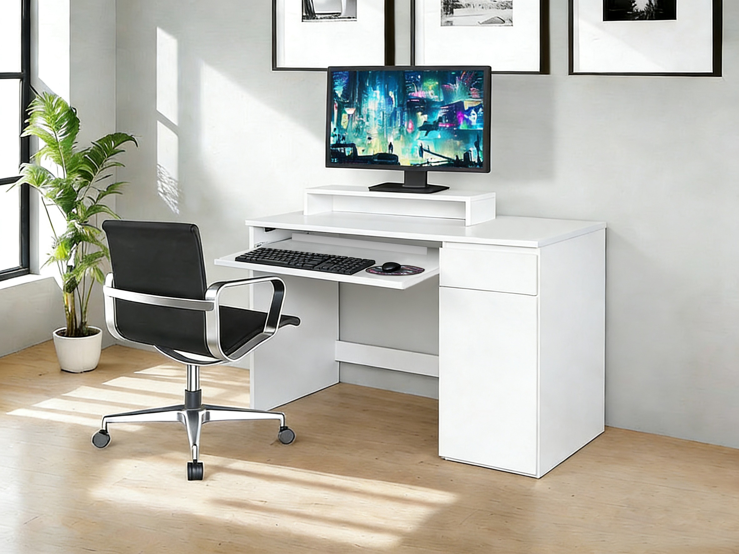 GOODproduct Schreibtisch »Jarvie« mit Tastaturauszug, mit Monitoraufsatz, mit Schublade