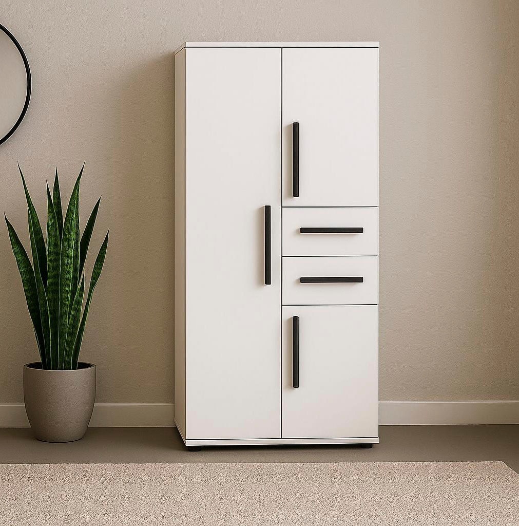 Demeyere GROUP Armoires à vêtements »VERSATIL – mit Schubladen in Komforthöhe & Metall-Kleiderstangen« L/H/P env. 90x190x50 cm,  beaucoup d'espace de rangement, panneau de particules robuste, facile d'entretien, Made in EU