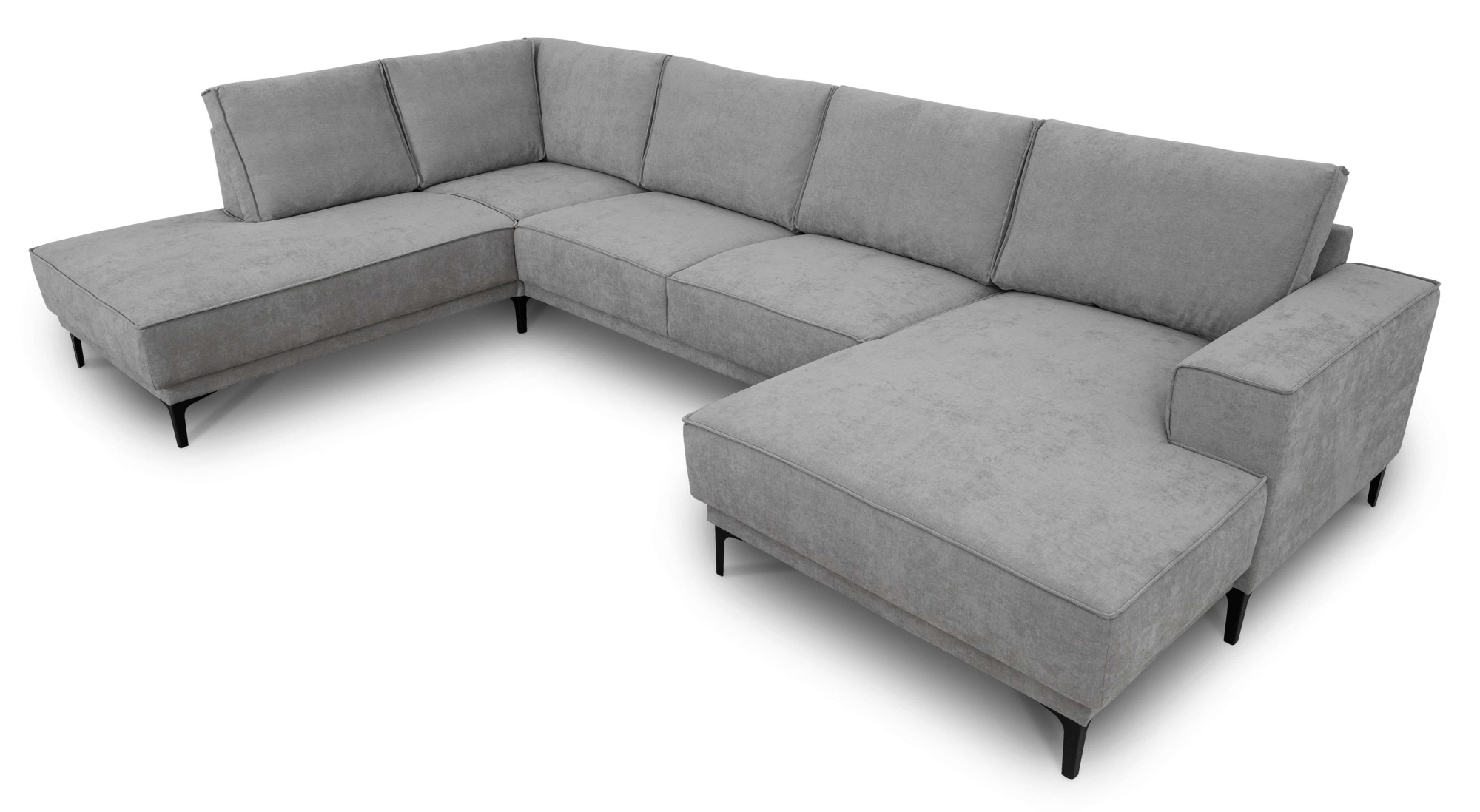 PLACES OF STYLE Paysage de salon »XXL Sofa Oland, Struktur, Flachgewebe, Luxus-Microfaser, Boucle« U-Form, 345 cm, Wellenunterfederung, Skandi-Design, Metallfüsse
