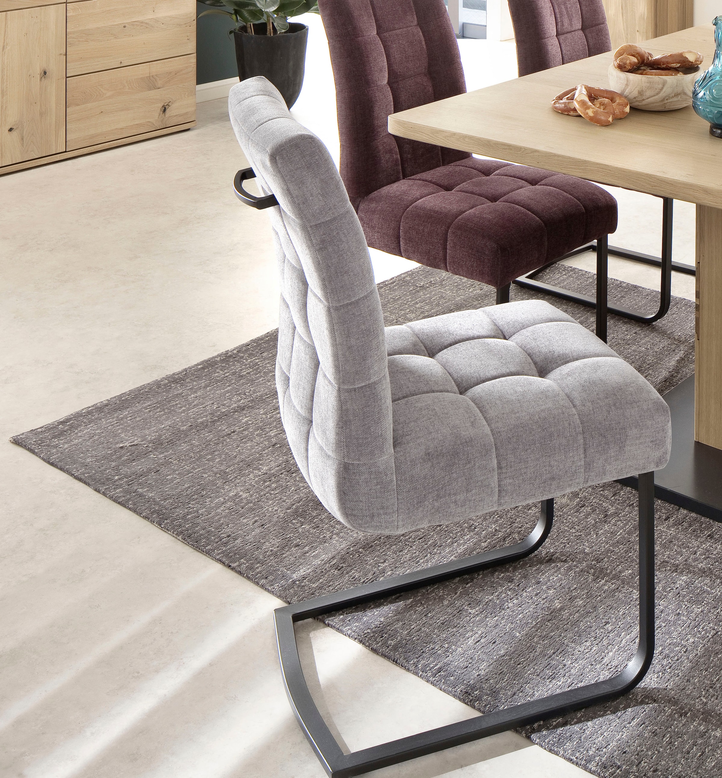 MCA furniture Chaise cantilever »Salta« (Set) 2 cuis(2er-Set), Gestell-Flachrohr, schwarz matt lackiert, Aqua Clean Bezug