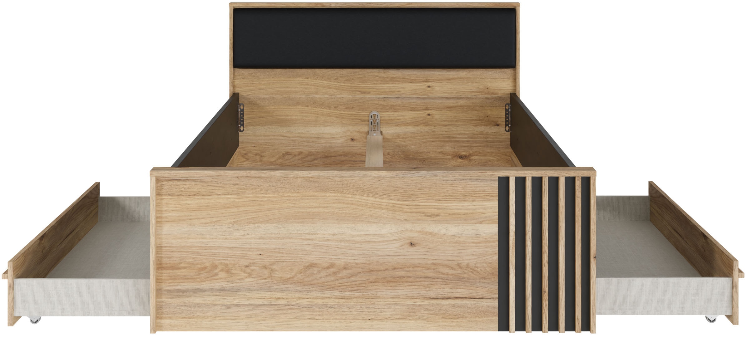 FORTE Bett »Bett mit Stauraum 2 SK, Kopfteil gepolstert« B/H/T 130/84/213 cm, in 2 Farben erhältlich