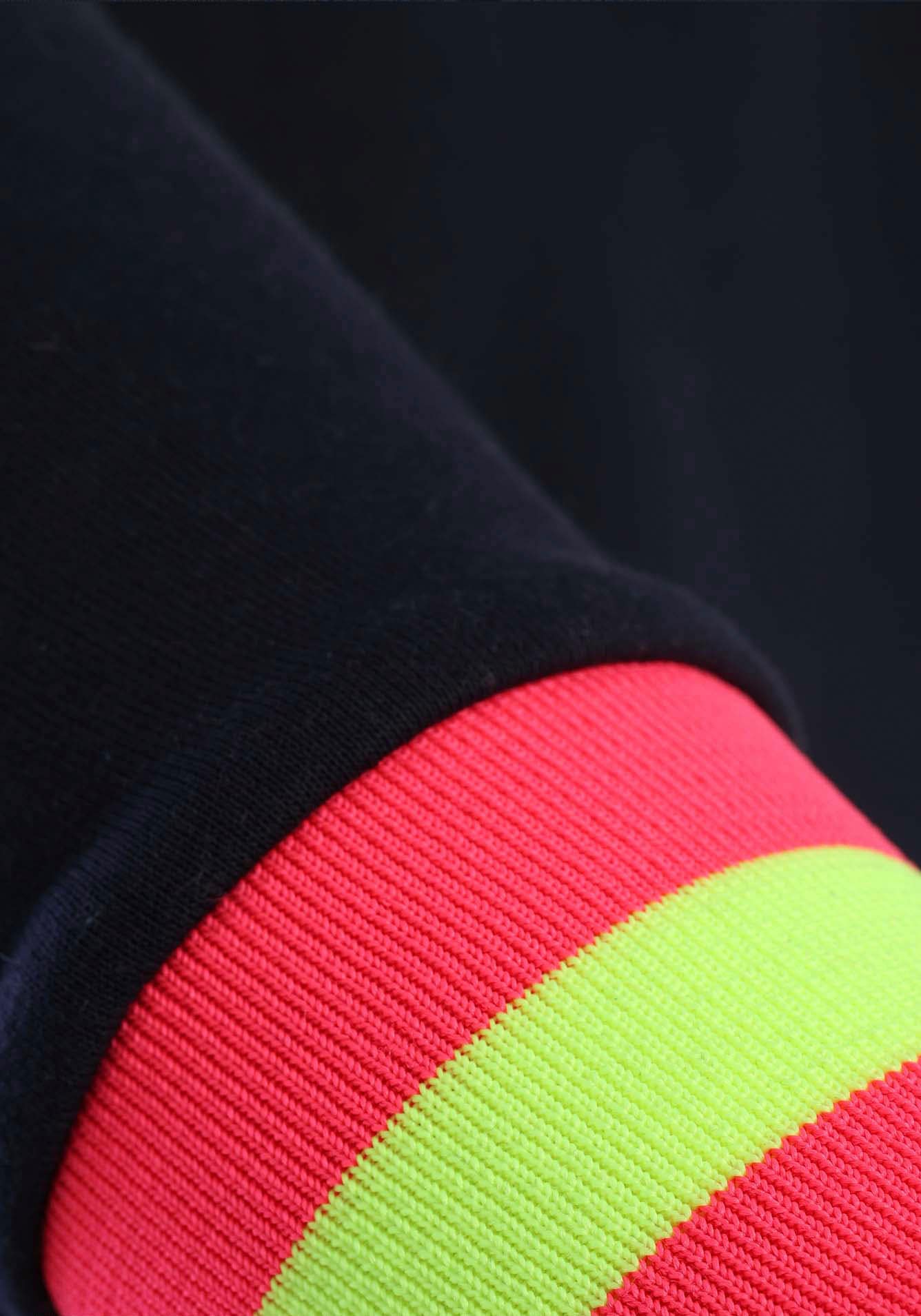 Zwillingsherz Sweatshirt Langarm, Neon-Details, V-Ausschnitt, Schriftzug