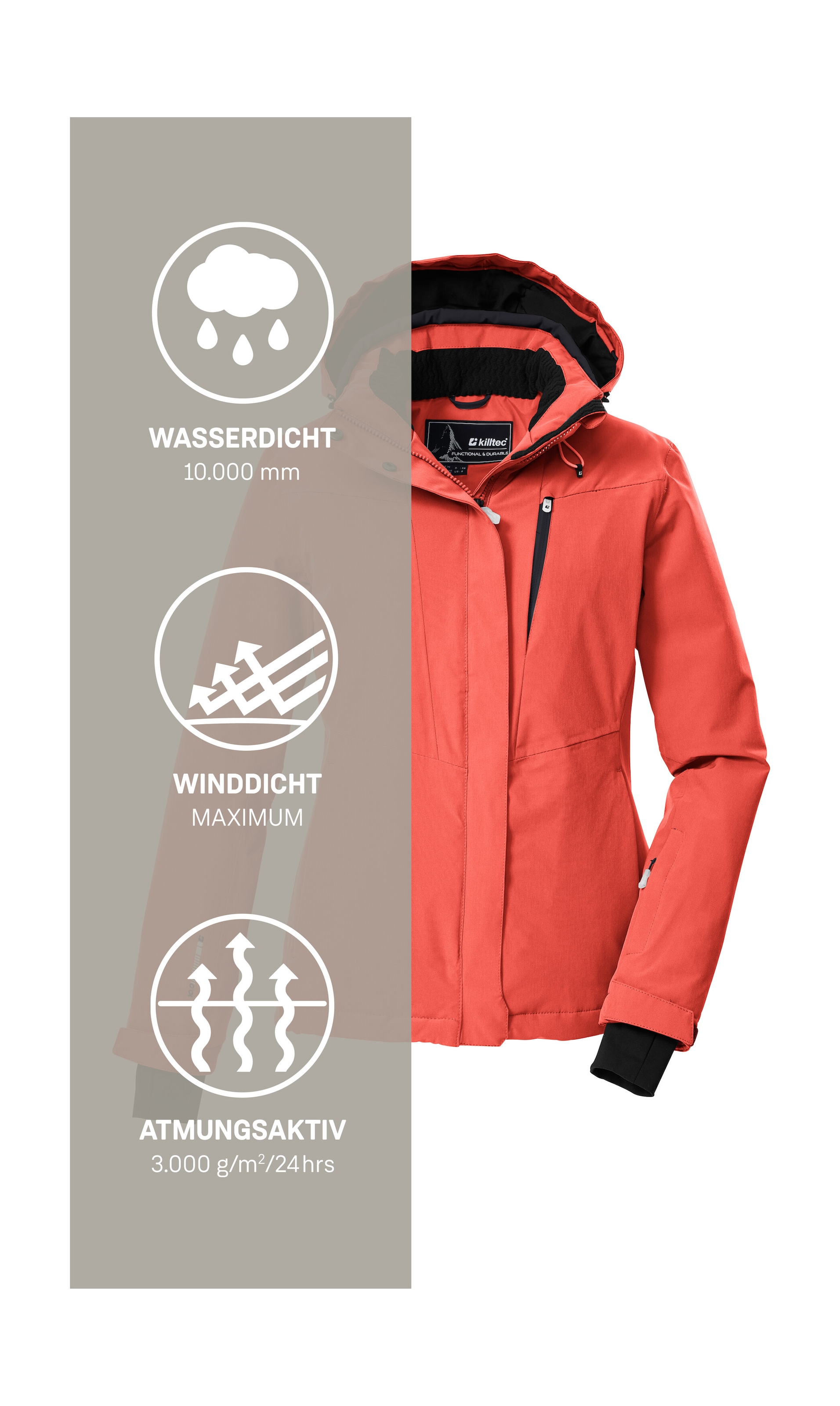 Killtec Veste de ski »KSW 25 WMN SKI JCKT« Atmungsaktive, wasserdichte Skijacke mit abnehmbarer Kapuze