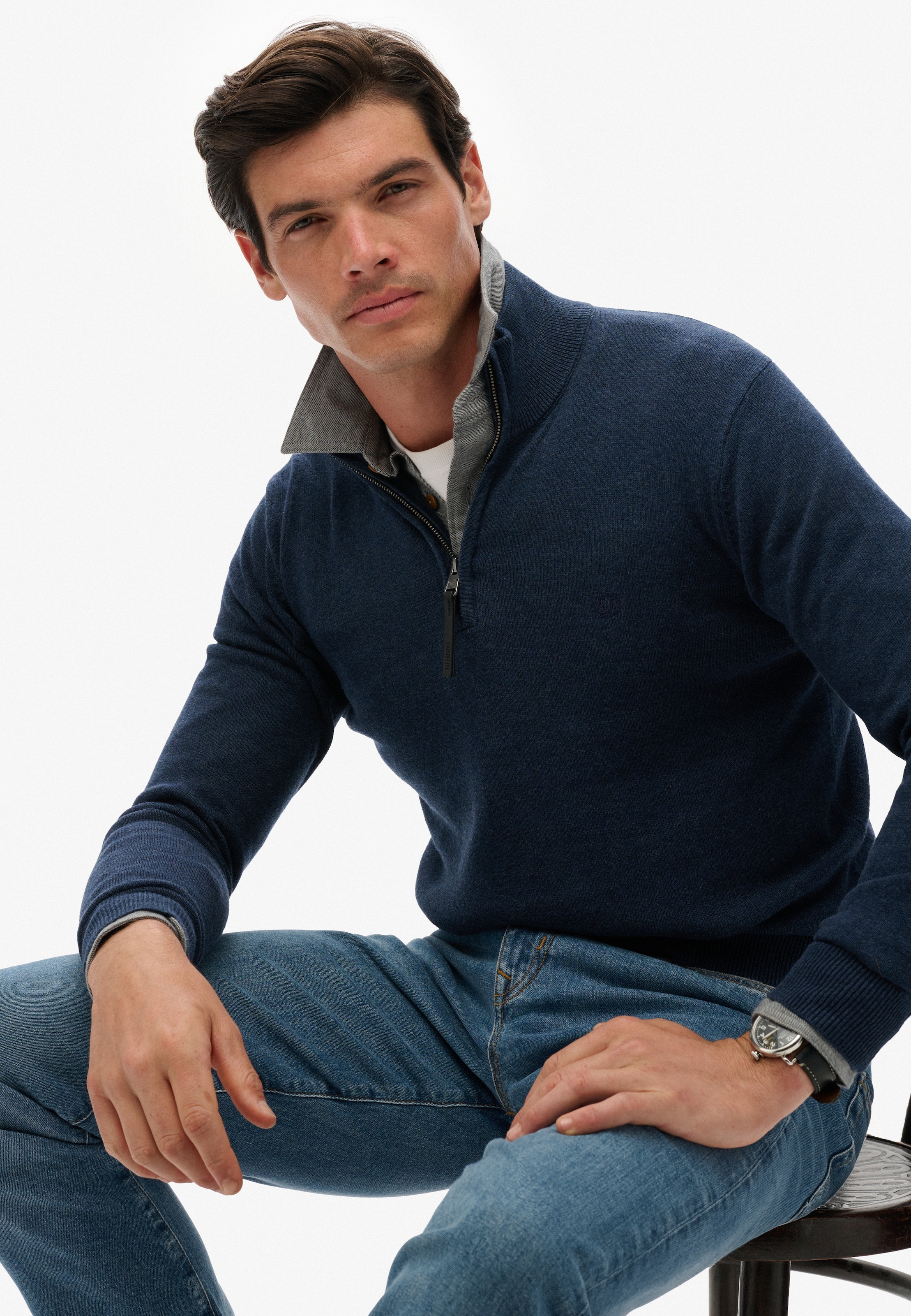 Superdry Pull en tricot »ESSENTIALS COTTON HALF ZIP«