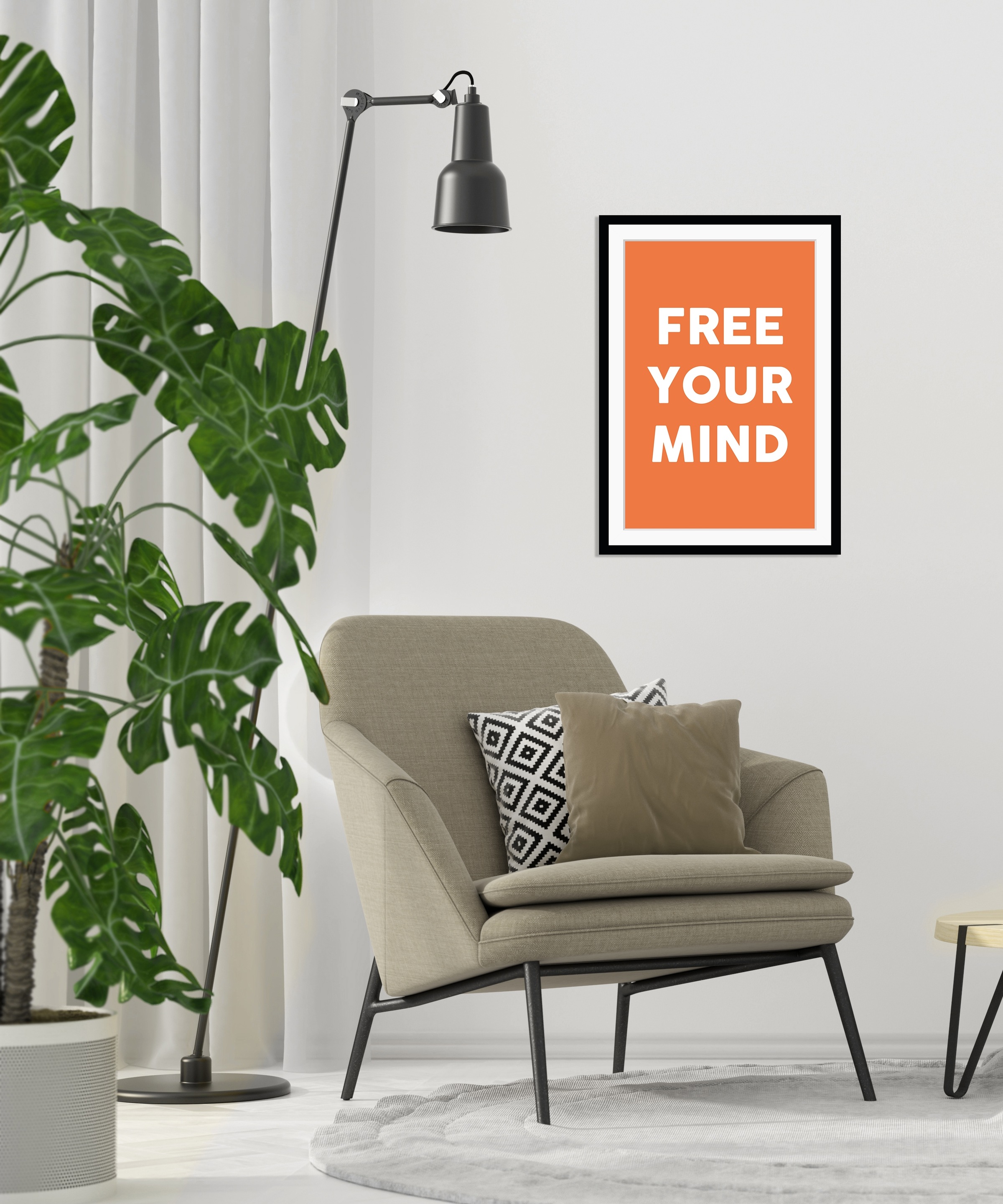 queence Image »FREE YOUR MIND« HD Premium Poster-Druck inkl. Holzrahmen