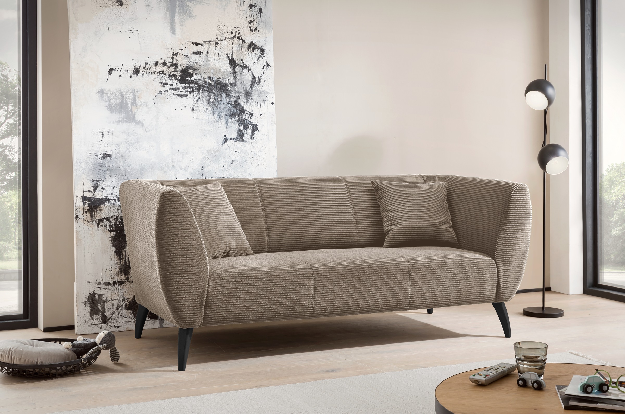 Home affaire Ensemble rembourré »Lazio modern und bequem, schmale Armlehnen, tolle Detailverarbeitung« Ensemble, canapé 3 places et canapé 2 places, 2 cuis tlg. deux couleurs de pieds différentes au choix