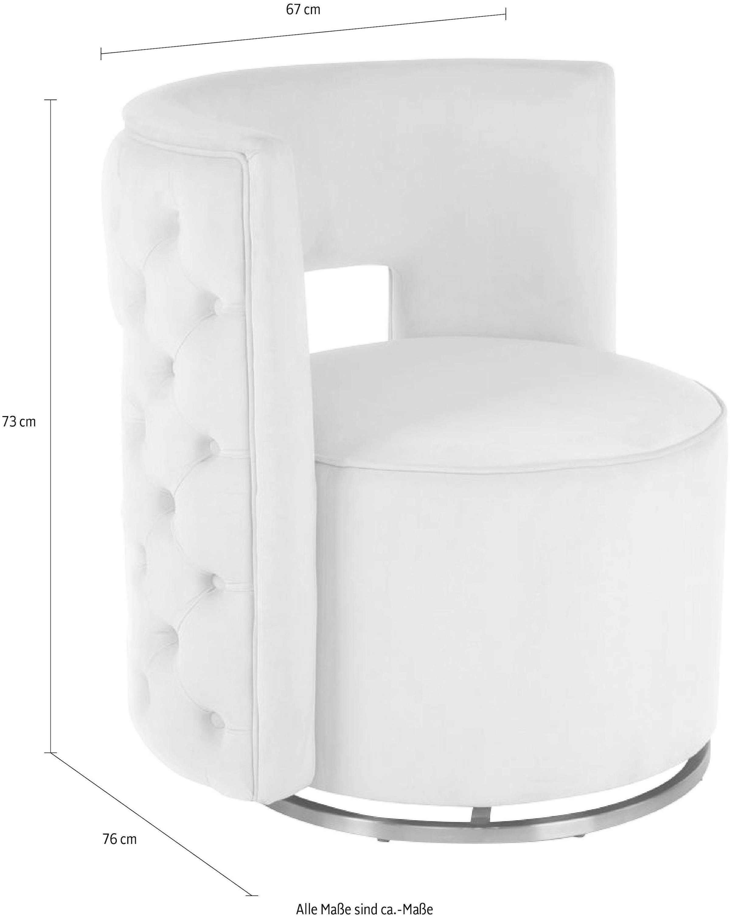 Kayoom »Drehsessel Beverly 125, drehbar, Gestell aus Eisen,samtige Oberfläch« 1 cuis tlg. rond, glamour, dos matelassé, fauteuil pivotant arrondi