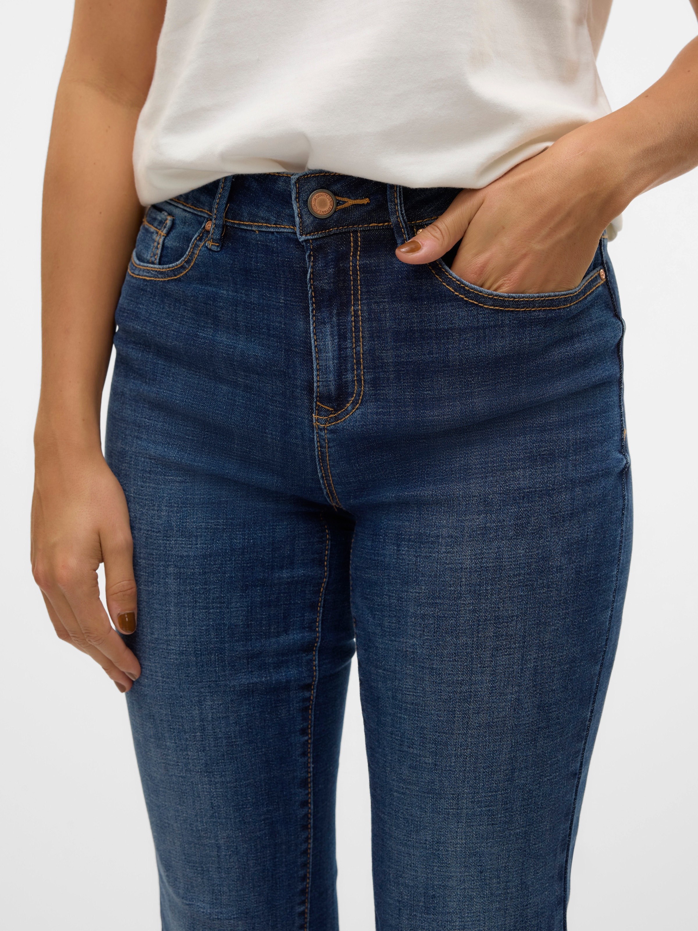 Vero Moda Jeans droit »VMFLASH MR STRAIGHT JEANS LI3300 GA NOOS« Baumwollmischung mit Stretch, regular waist, straight fit