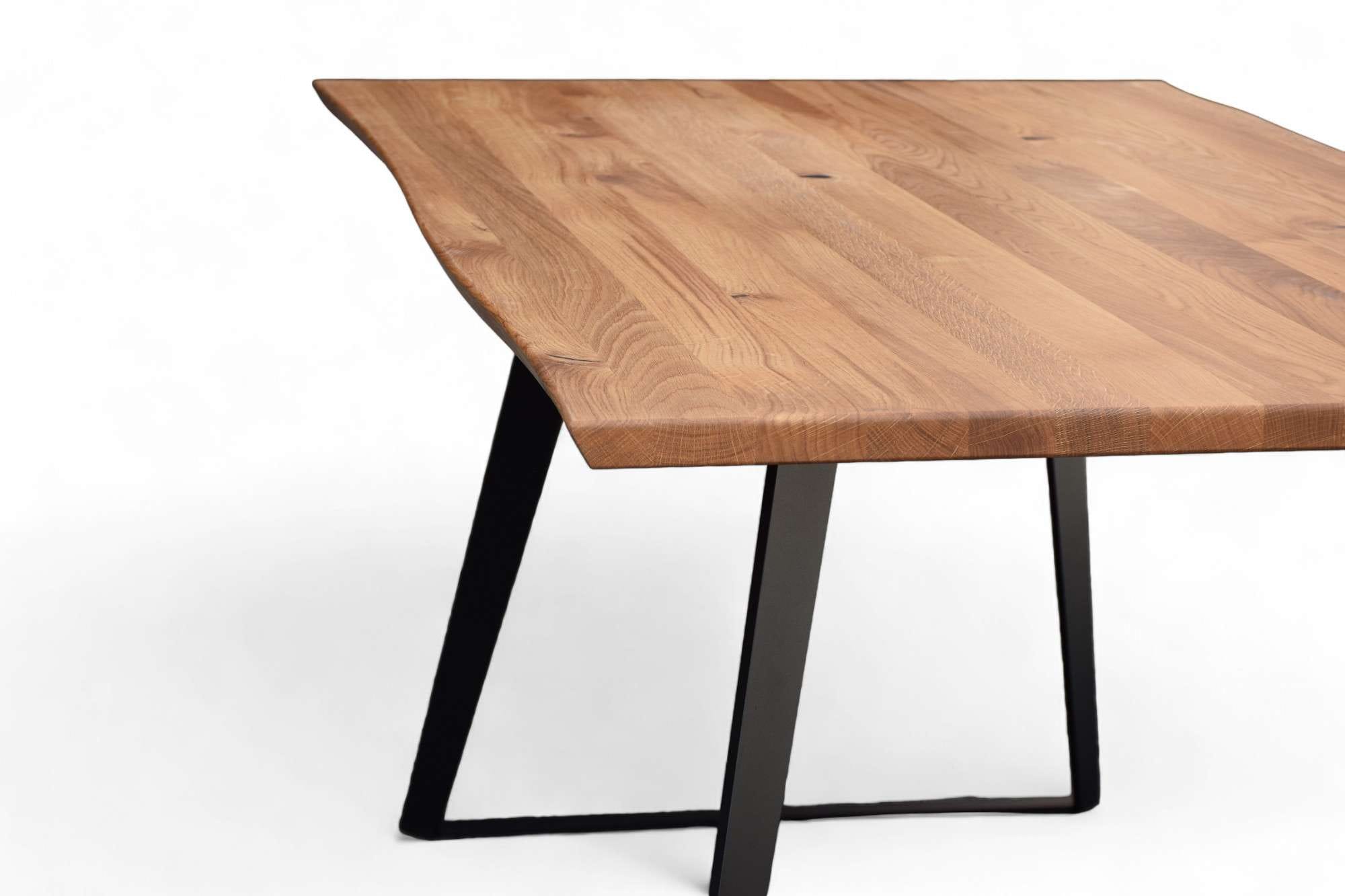 Home affaire Esstisch »Talwiese Küchentisch, U-Form Metallgestell, Wildeiche massiv geölt« Baum Kante oder Schweizer Kante, erhältlich in 3 Grössen und 2 Farben