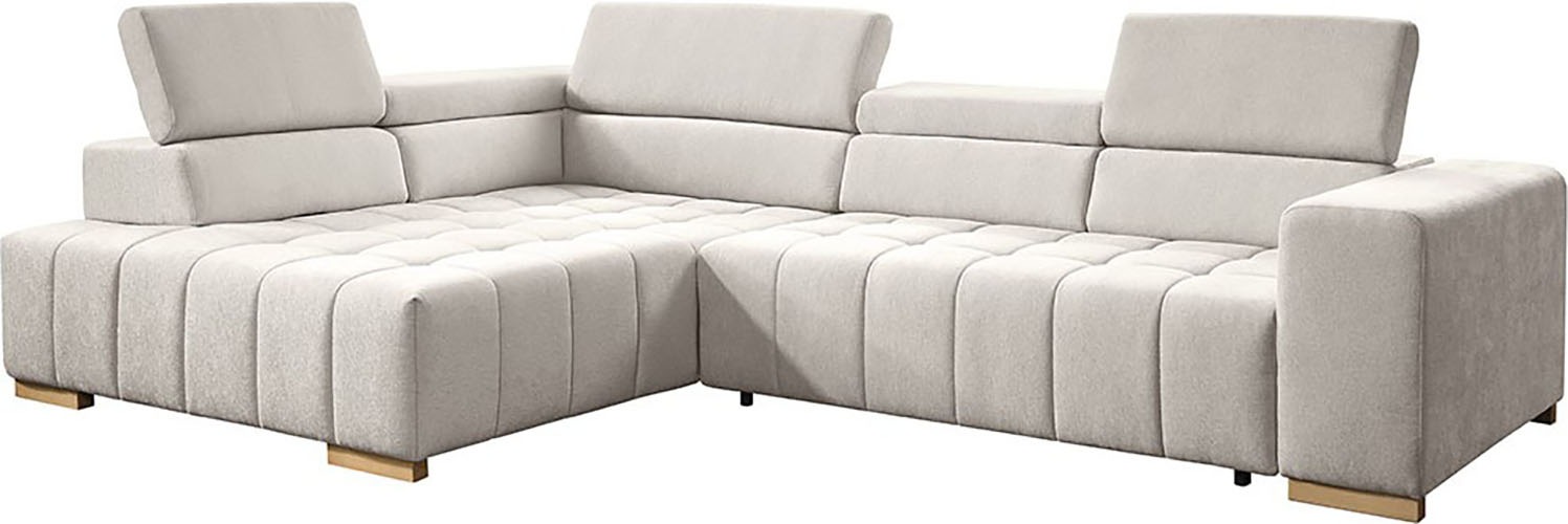 exxpo - sofa fashion Ecksofa »Elianos, hoher Sitzkomfort, aufwendige Kreuzsteppung im Sitz, L-Form« Kopfteile & Sitztiefe verstellbar, ohne Bettfunktion