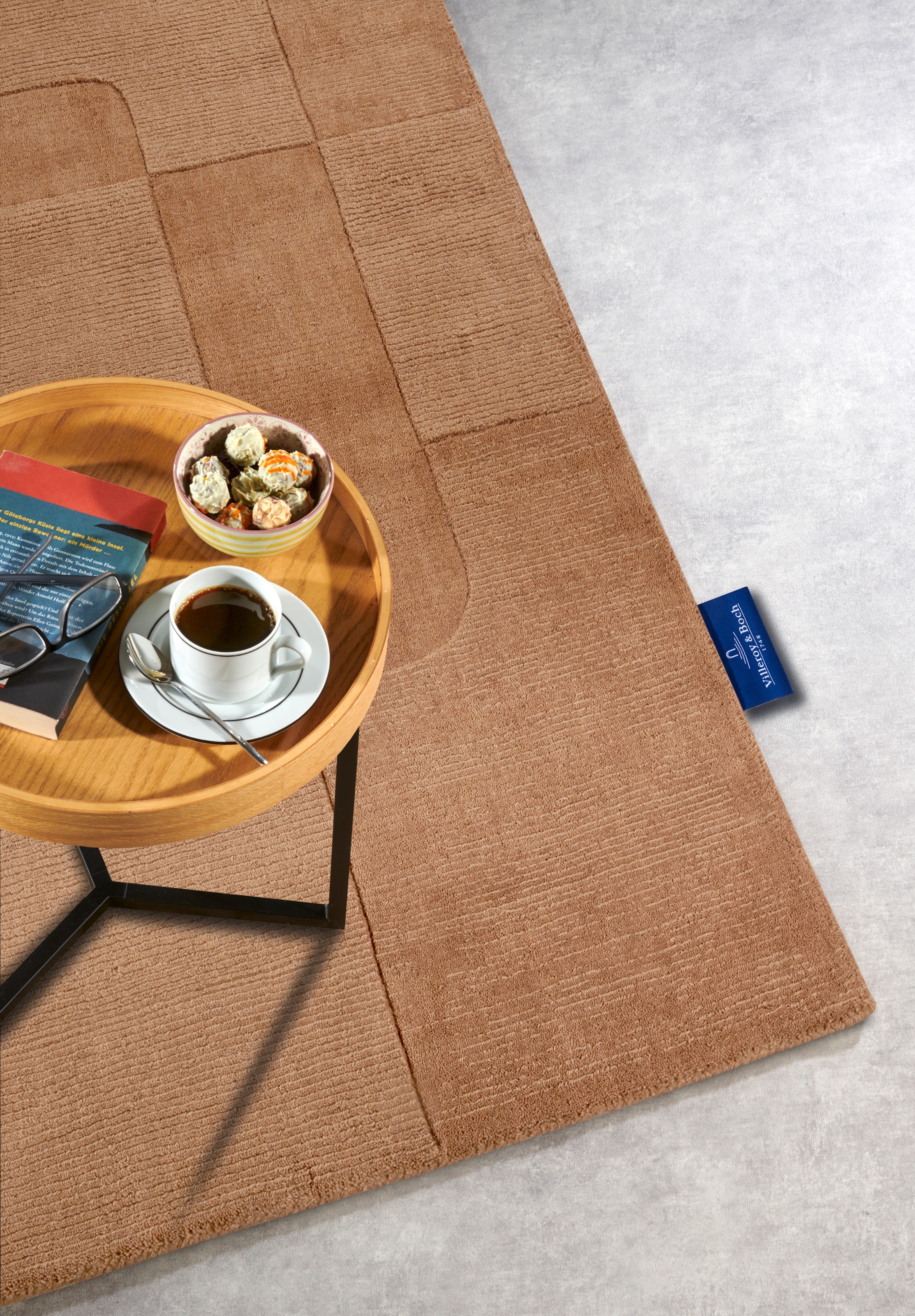 Villeroy & Boch Wollteppich »Charlotte« rechteckig 10 mm Höhe Läufer, Handgewebt, Wolle, Natur, Läufer, Wohnzimmer, Geometrie