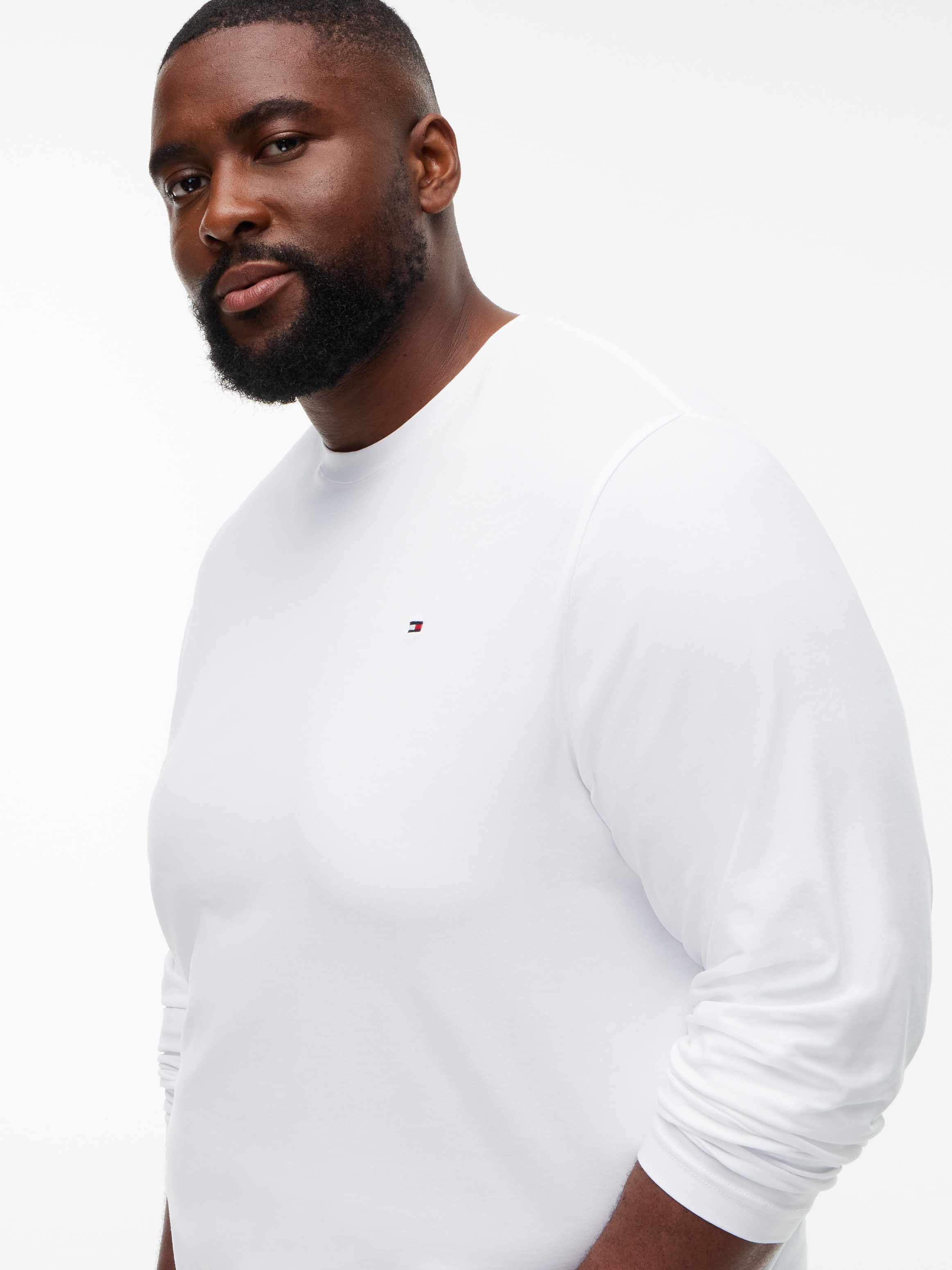 Tommy Hilfiger Big & Tall Longsleeve »BT-STRETCH SLIM FIT TEE-B mit Rundhals und Logo« unifarben, casual, slim fit, Baumwollmix, Rundhals, grosse Grössen