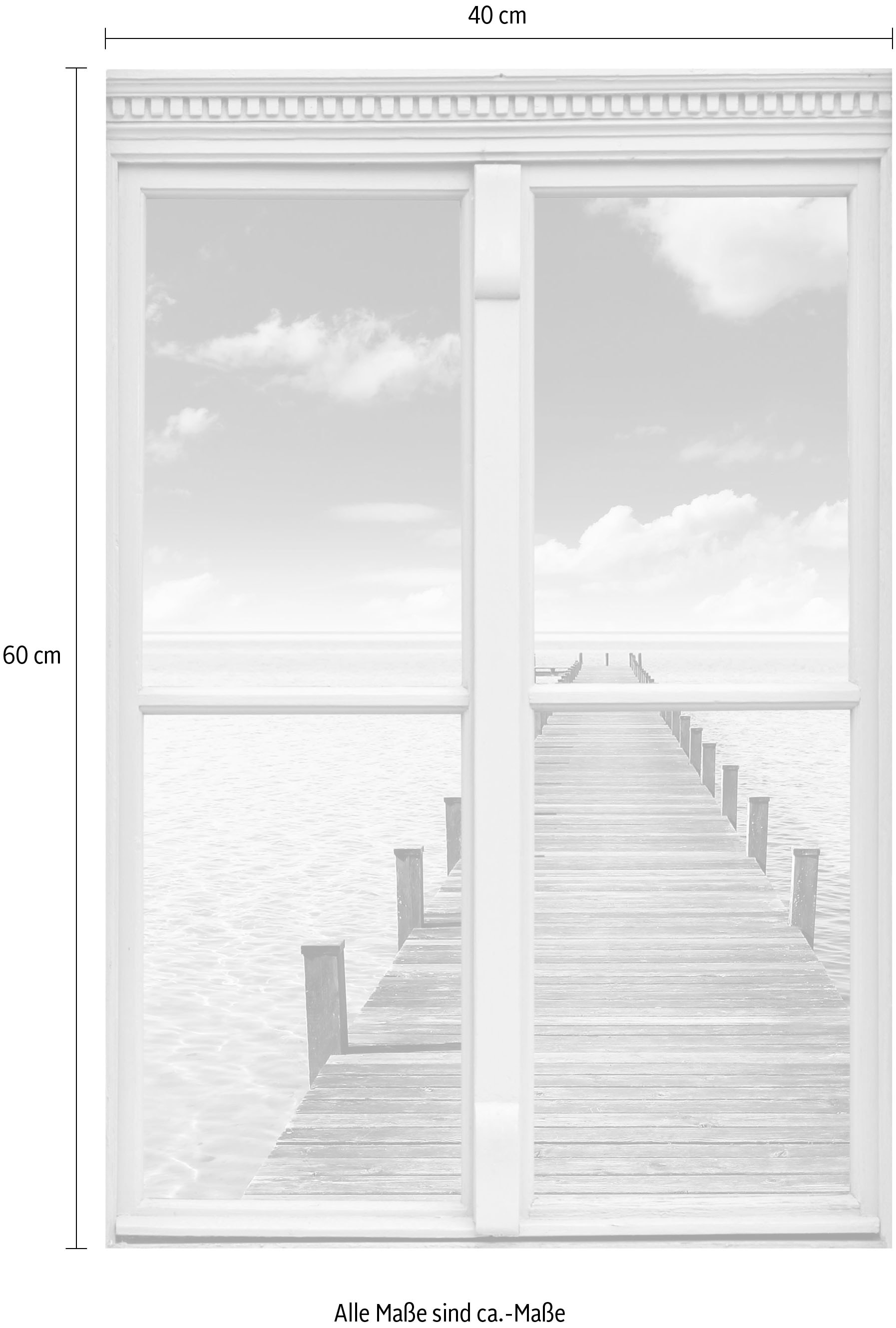 queence Wandsticker »Steg ins Meer« Wandsticker, Wandbild, selbstklebend, 3D, Fenster