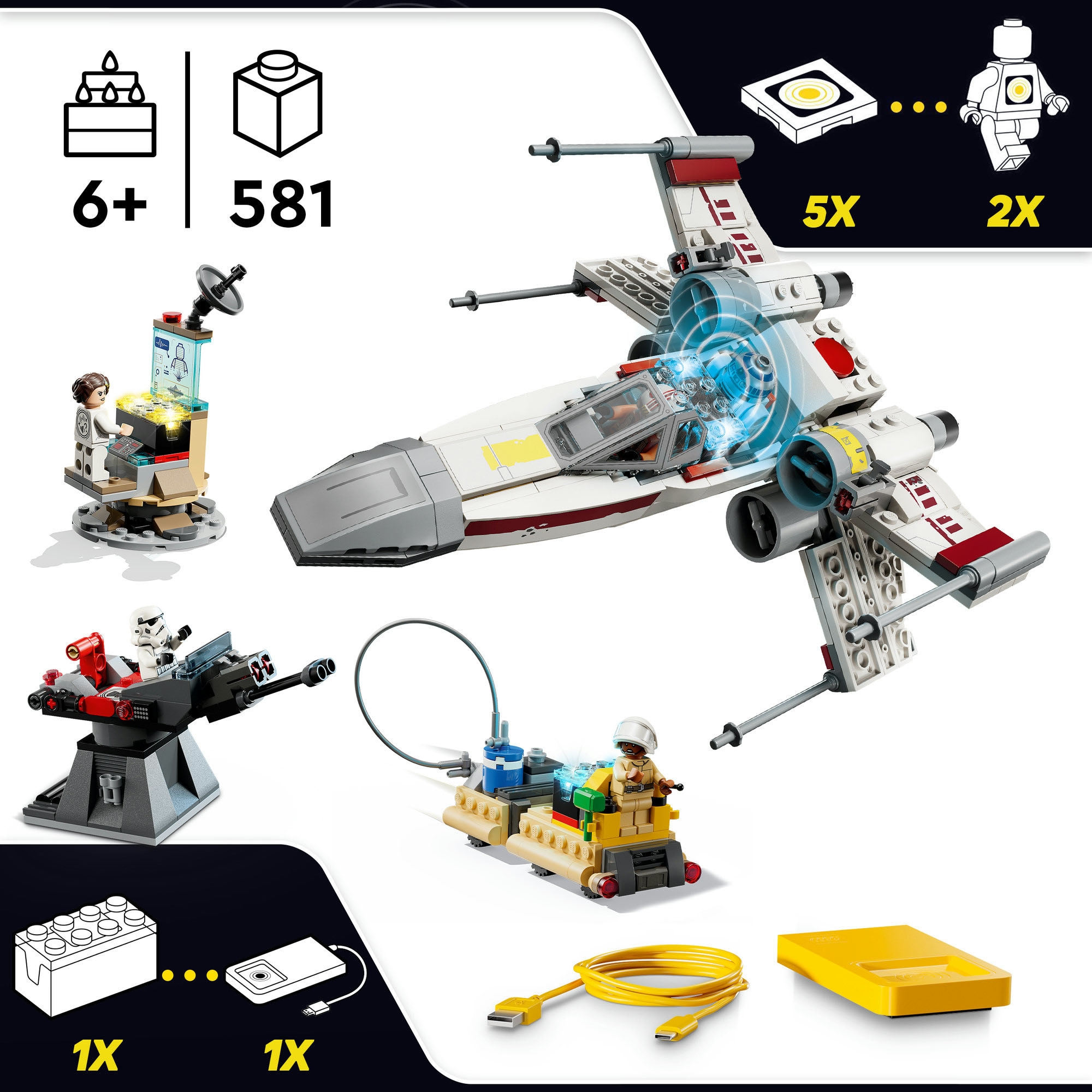 LEGO® Pions de construction »SMART Play: Lukes Rot Fünf X-Wing (75423), LEGO Star Wars™« inklusive SMART Brick; mit Licht- und Soundeffekten