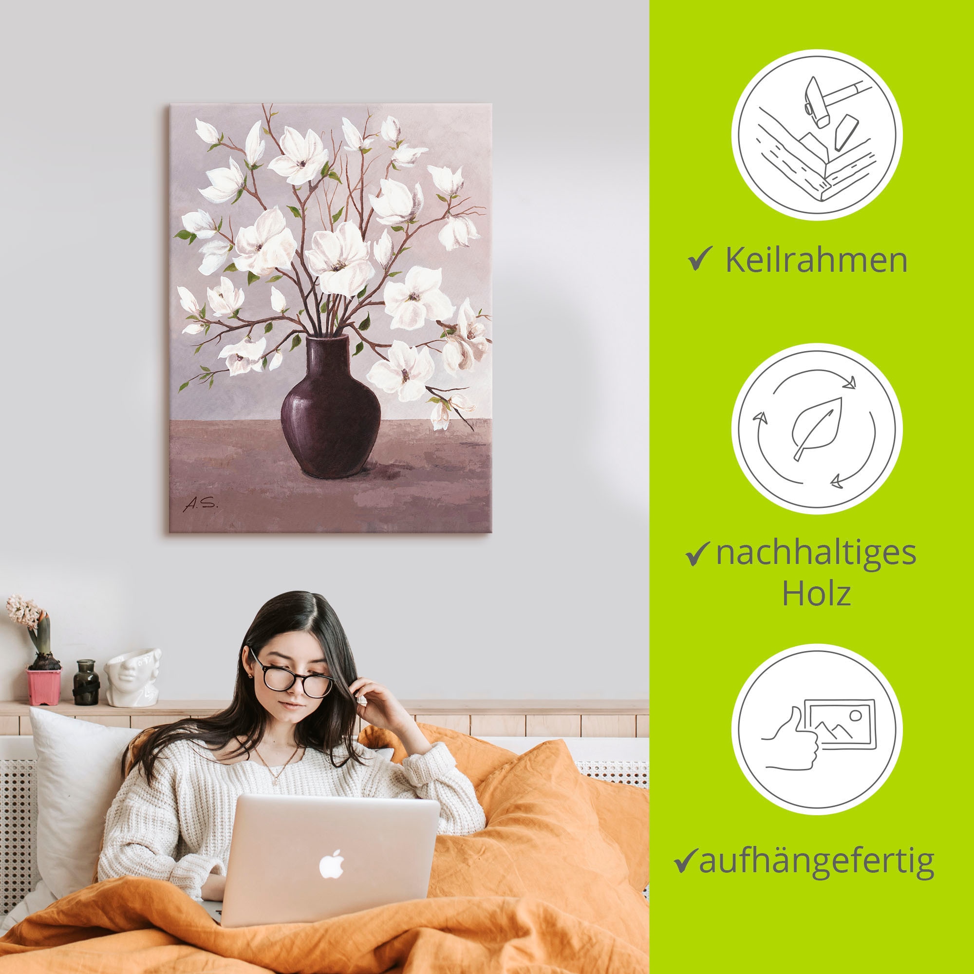 Artland Tableau sur toile »Magnolien« 1 cuis tlg. auf Holzrahmen gespannt