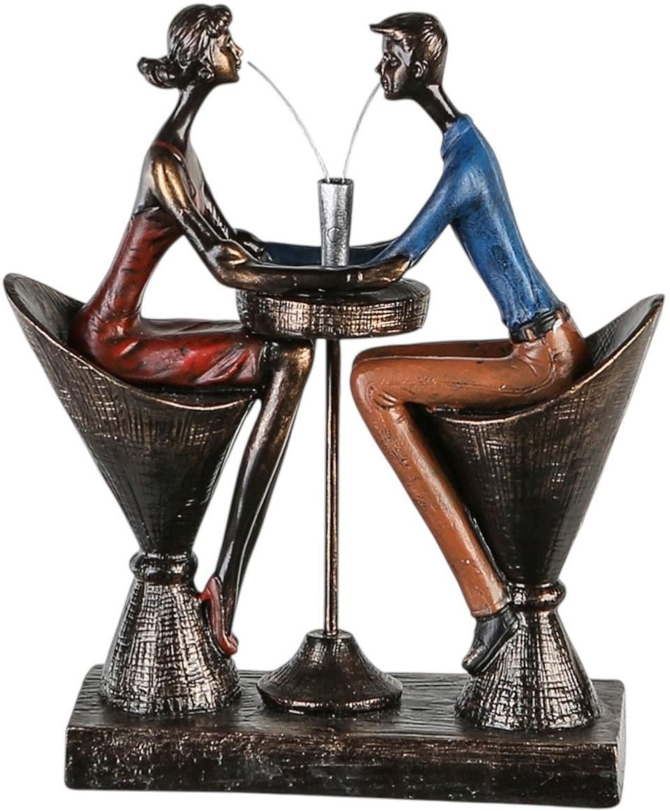 Casablanca by Gilde Figurine de décoration »Skulptur "Table for two"« Vêtements colorés, finition antique, base aspect bois