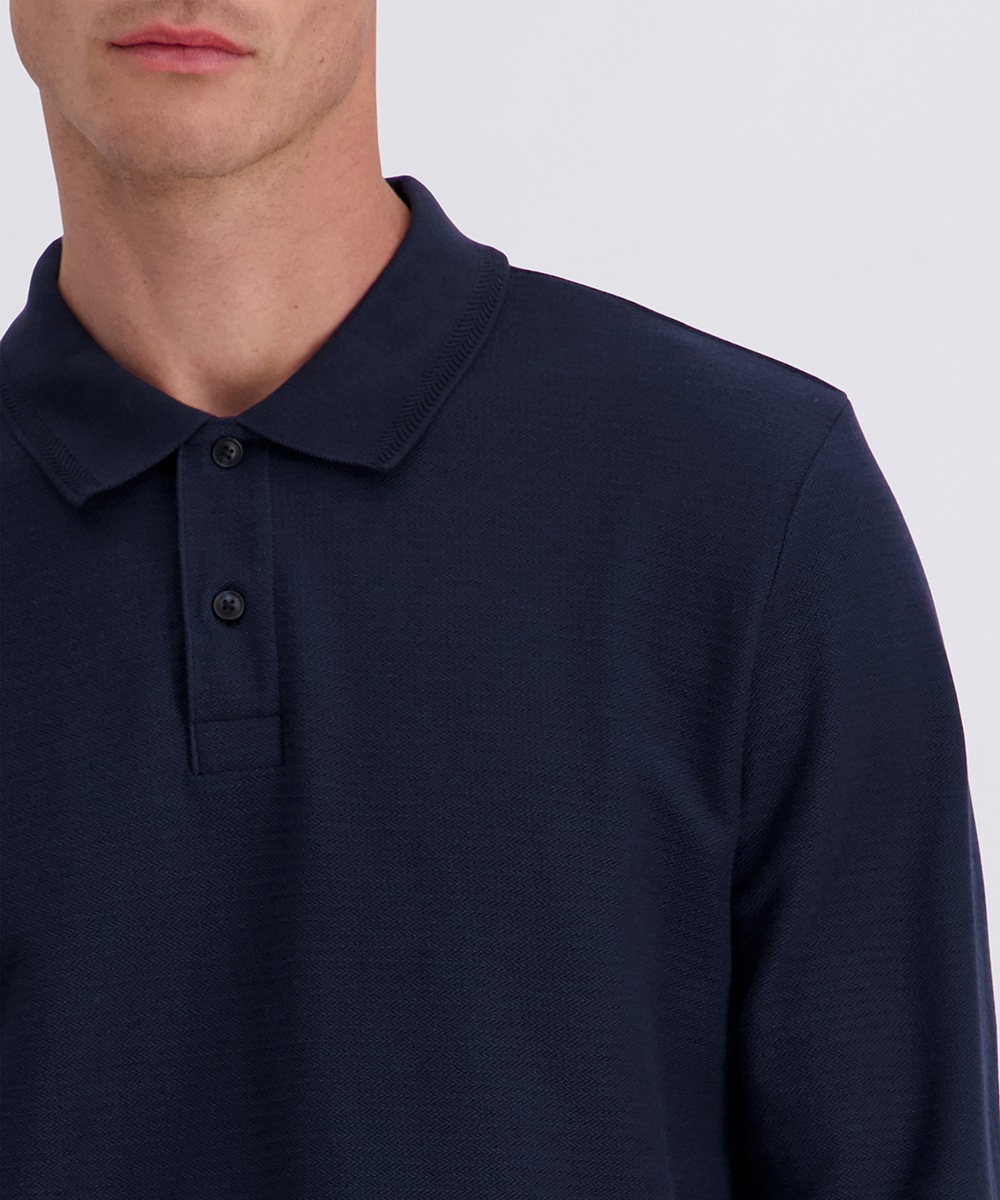 Pierre Cardin Langarm-Poloshirt mit Strukturmuster