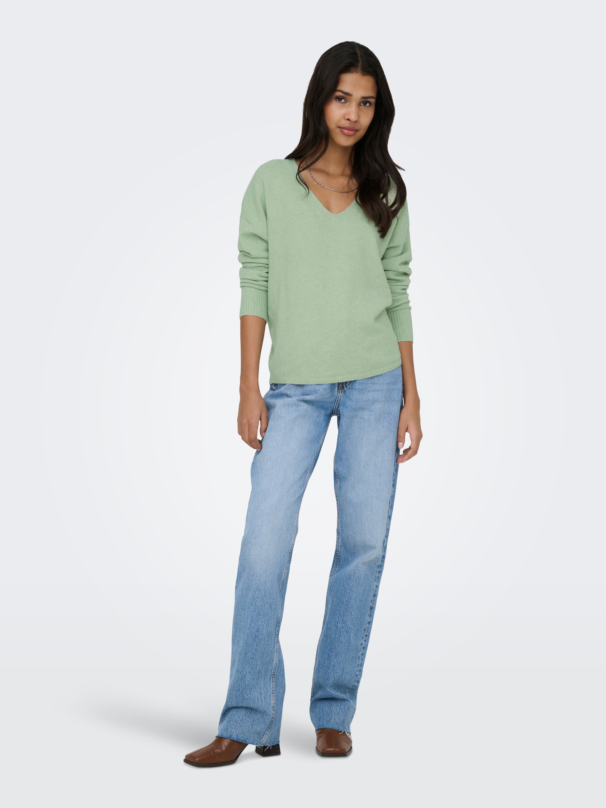 ONLY Pull col V »ONLRICA LIFE L/S V-NECK PULLO KNT NOOS« Materialmix, regular fit