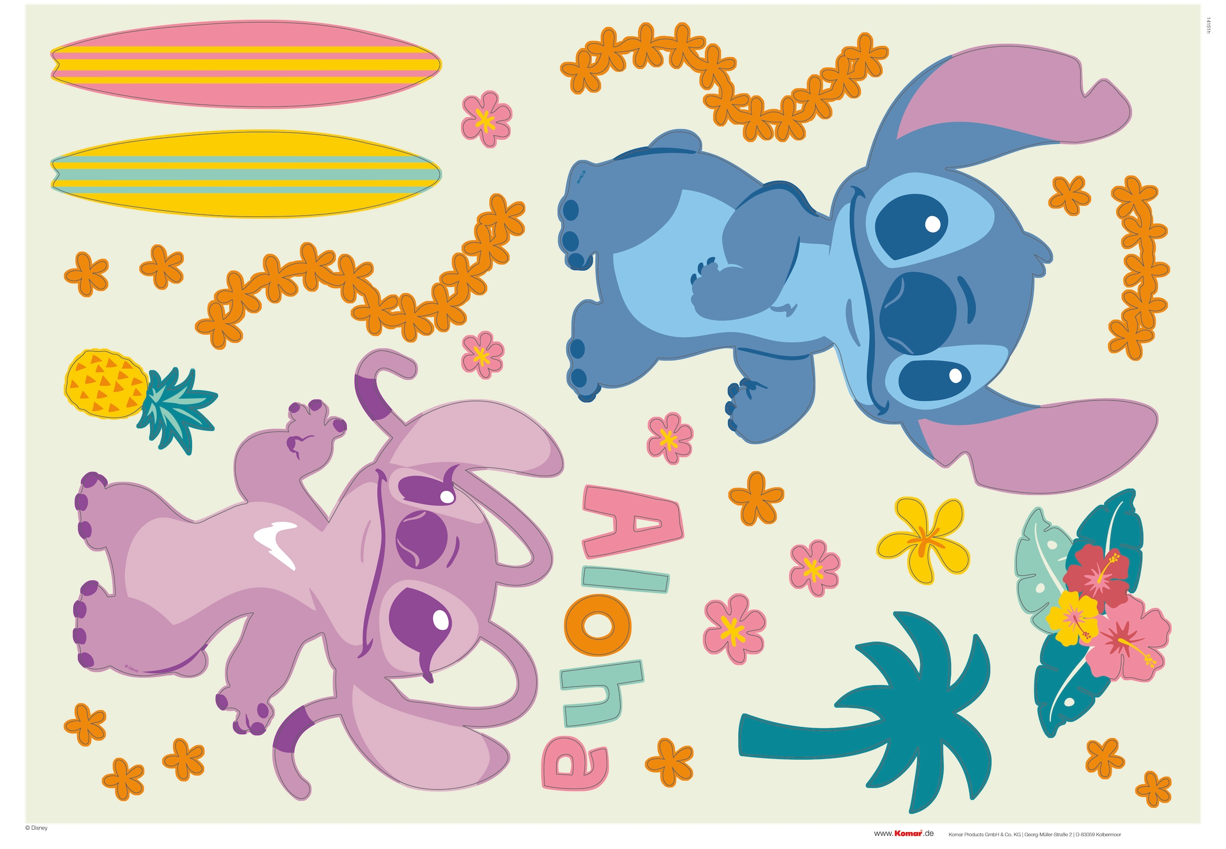 Komar Autocollant mural »Stitch Aloha - Grösse 50 x 70 cm« selbstklebend, Wandsticker, Kinderzimmer