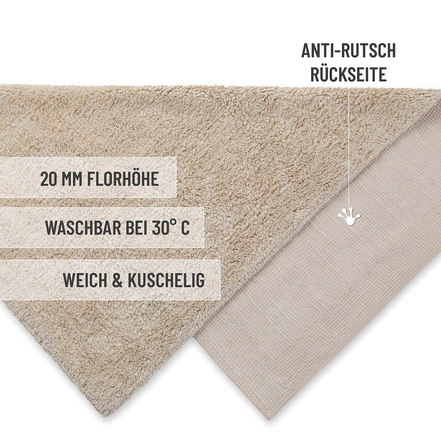 Wecon home Basics Tapis de bain »Erik« Höhe 20 mm waschbar, rutschfest, sehr weich, strapazierfähig, pflegeleicht