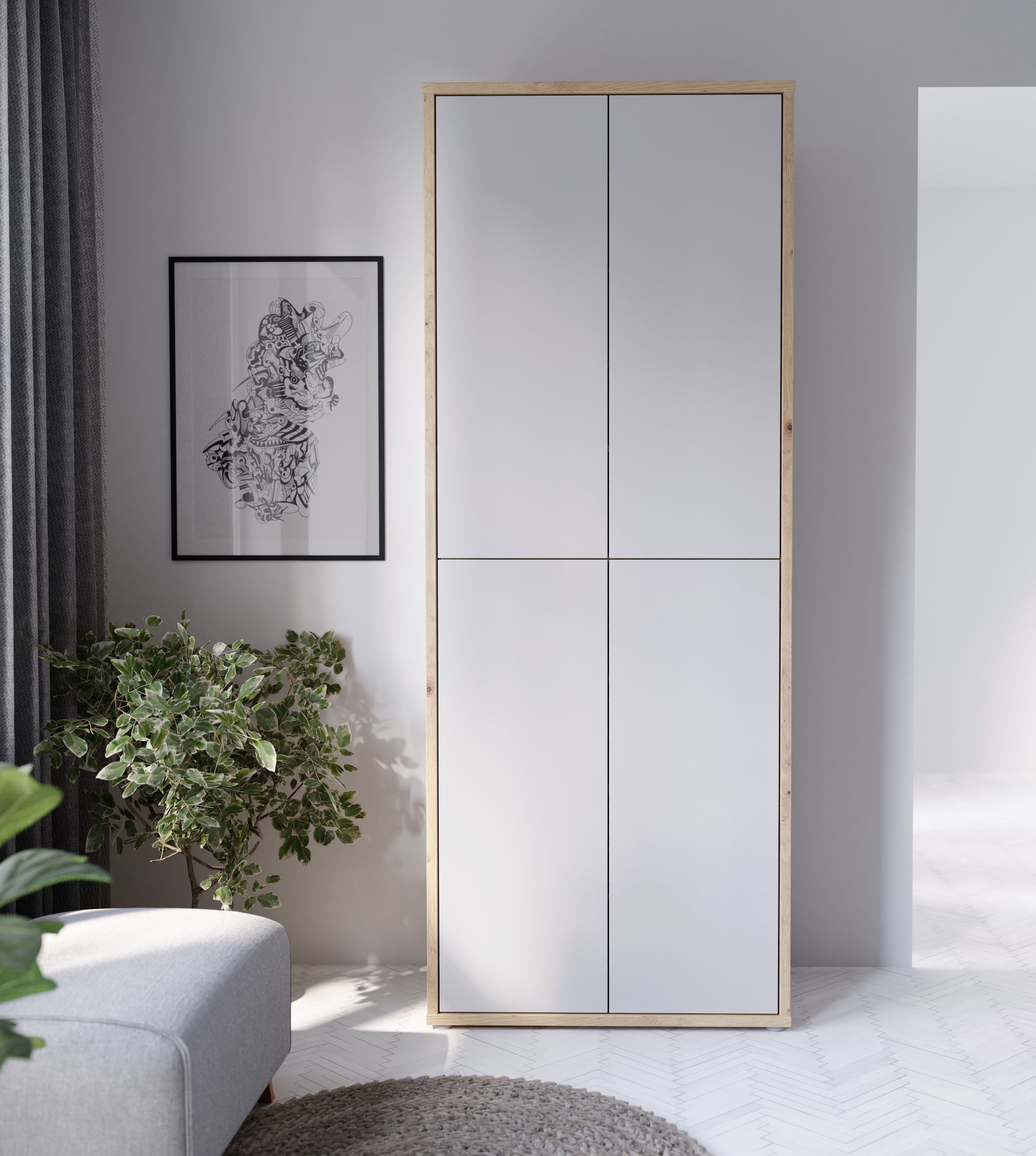FORTE Armoire à chaussures »Alice Springs, Schuhschrank, Höhe 191,9 cm, 4 Türen, viel Platz« L/H/P 74,5/191,9/34,9 cm,  armoire de rangement, armoire polyvalente, largeur 74,5 cm, avec 8 étagères