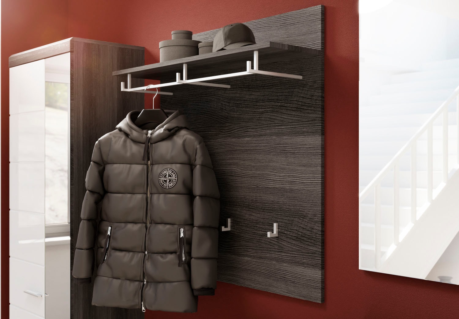INOSIGN Panneau de vestiaire »SIENA, Breite 90 cm, 3 Haken, 1 Kleiderstange, 1 Ablageboden« 1 cuis tlg. Paneel , Wandbpaneel, Garderobe, Wandgarderobe