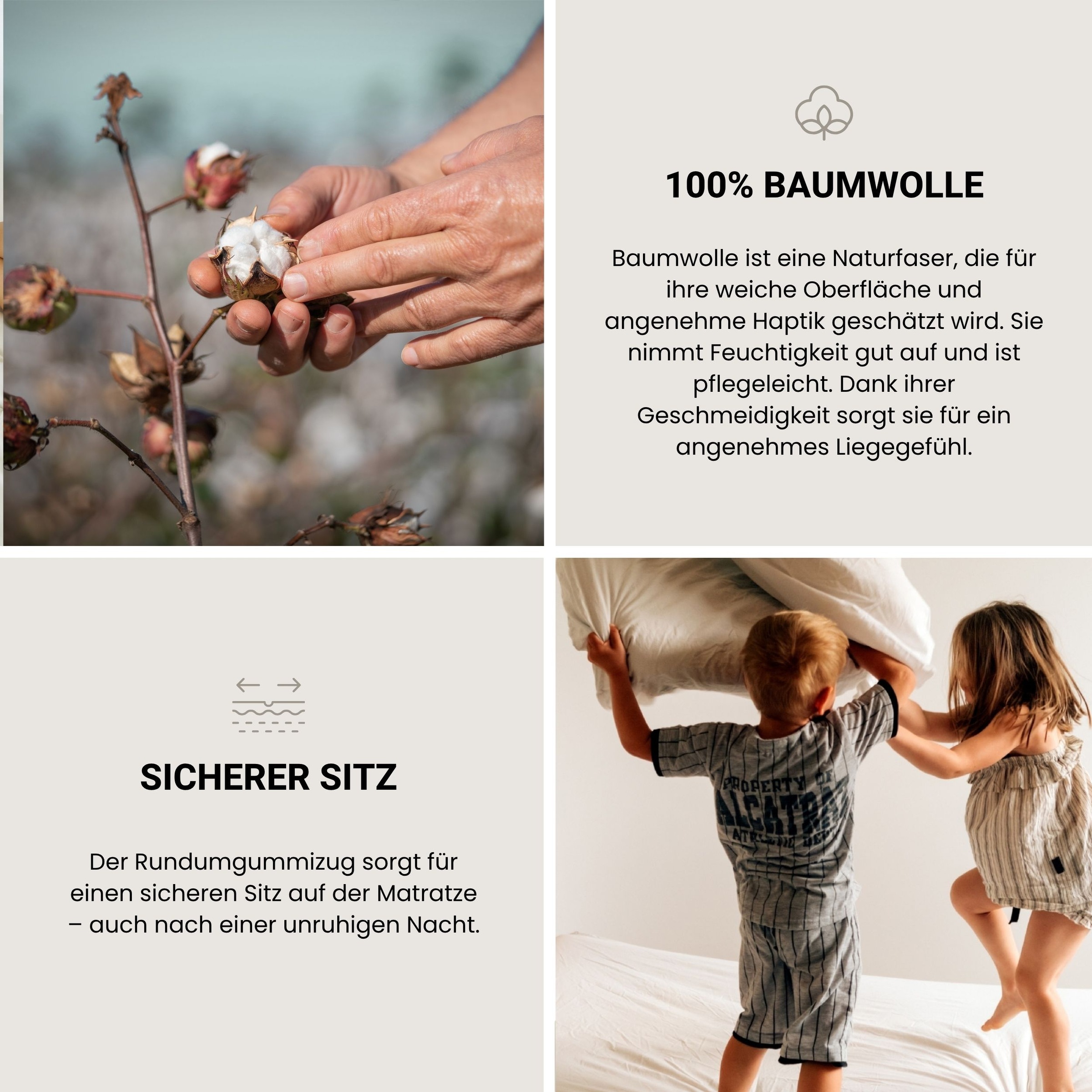 Schiesser Draps de lit »Jessi aus 100% Baumwolle« pour matelas jusqu'à 22 cm de hauteur, OEKO-TEX® MADE IN GREEN