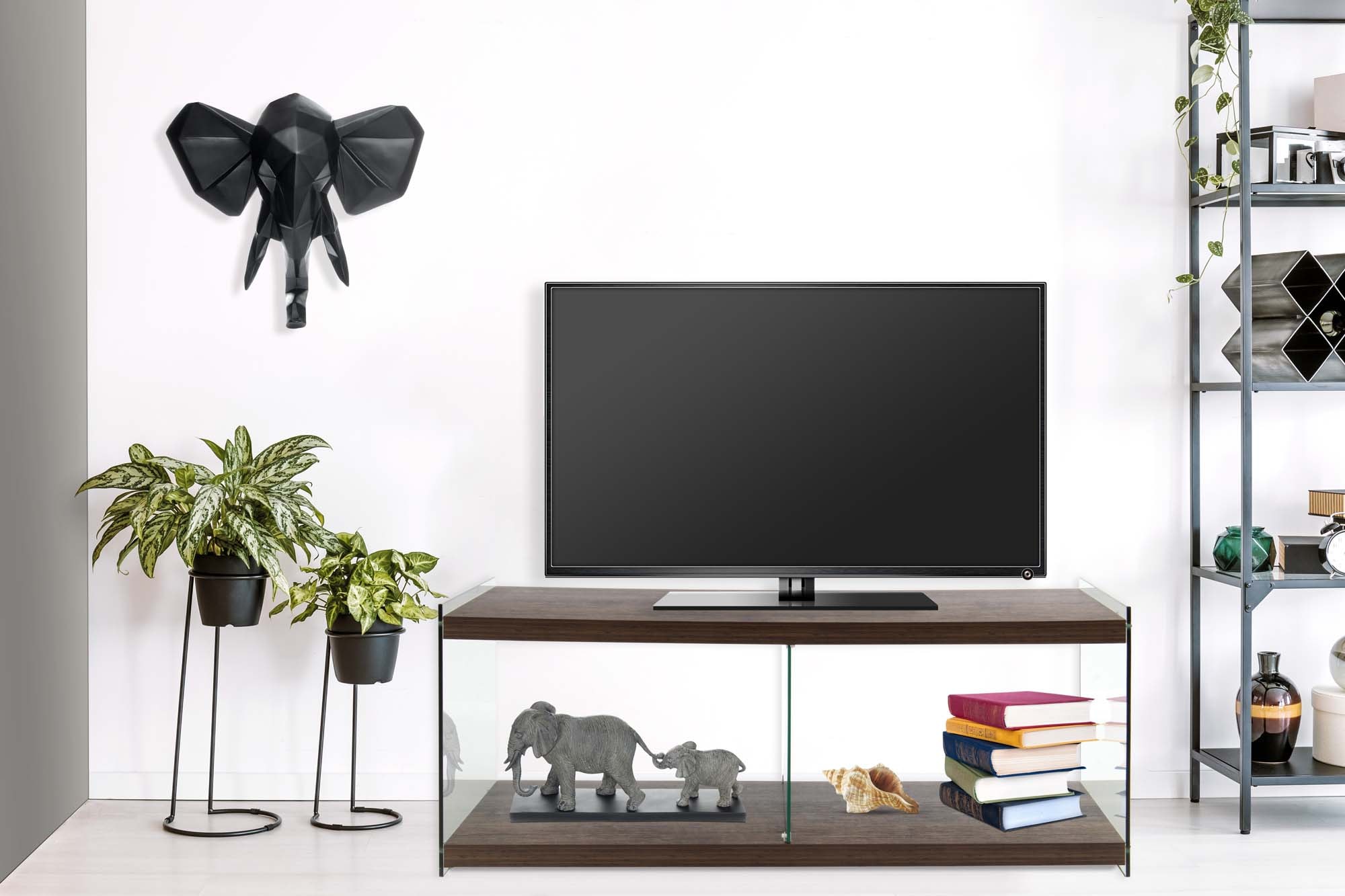 Kayoom Meuble TV »TV-Tisch Elementary, eckige Form, viel Ablagefläche« 1 cuis tlg. table TV, verre trempé, facile d’entretien
