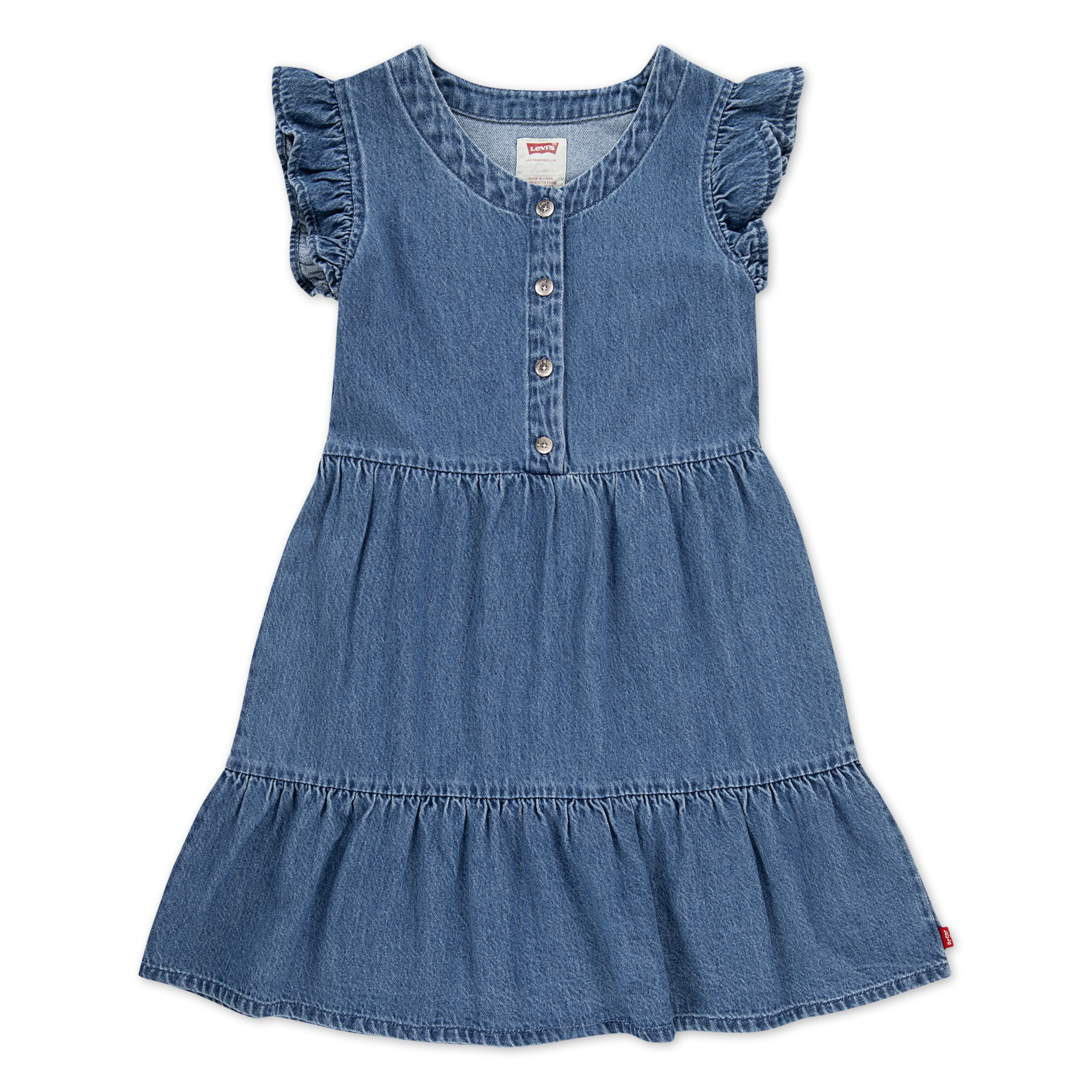 Levi's® Kids Jeanskleid »LVG FLUTTER SLEEVE BUTTON UP D« Ohne Taschen for Girls, mit kurzer Knopfleiste