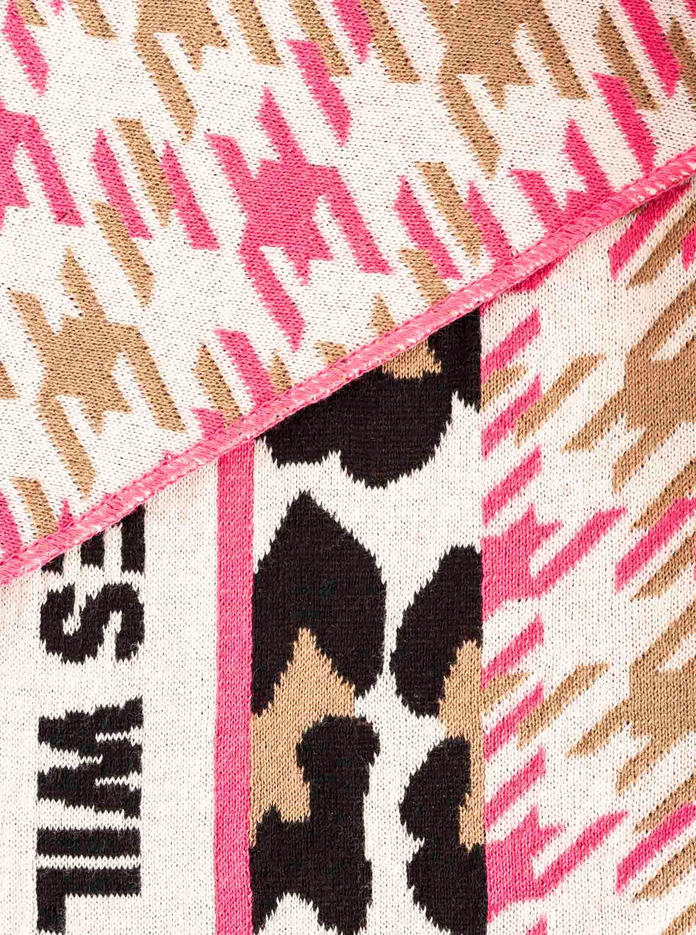 Zwillingsherz Foulard triangulaire »"Leo Hahnentritt"« mélange de motifs, léopard et pied-de-poule, inscription, foulard mode