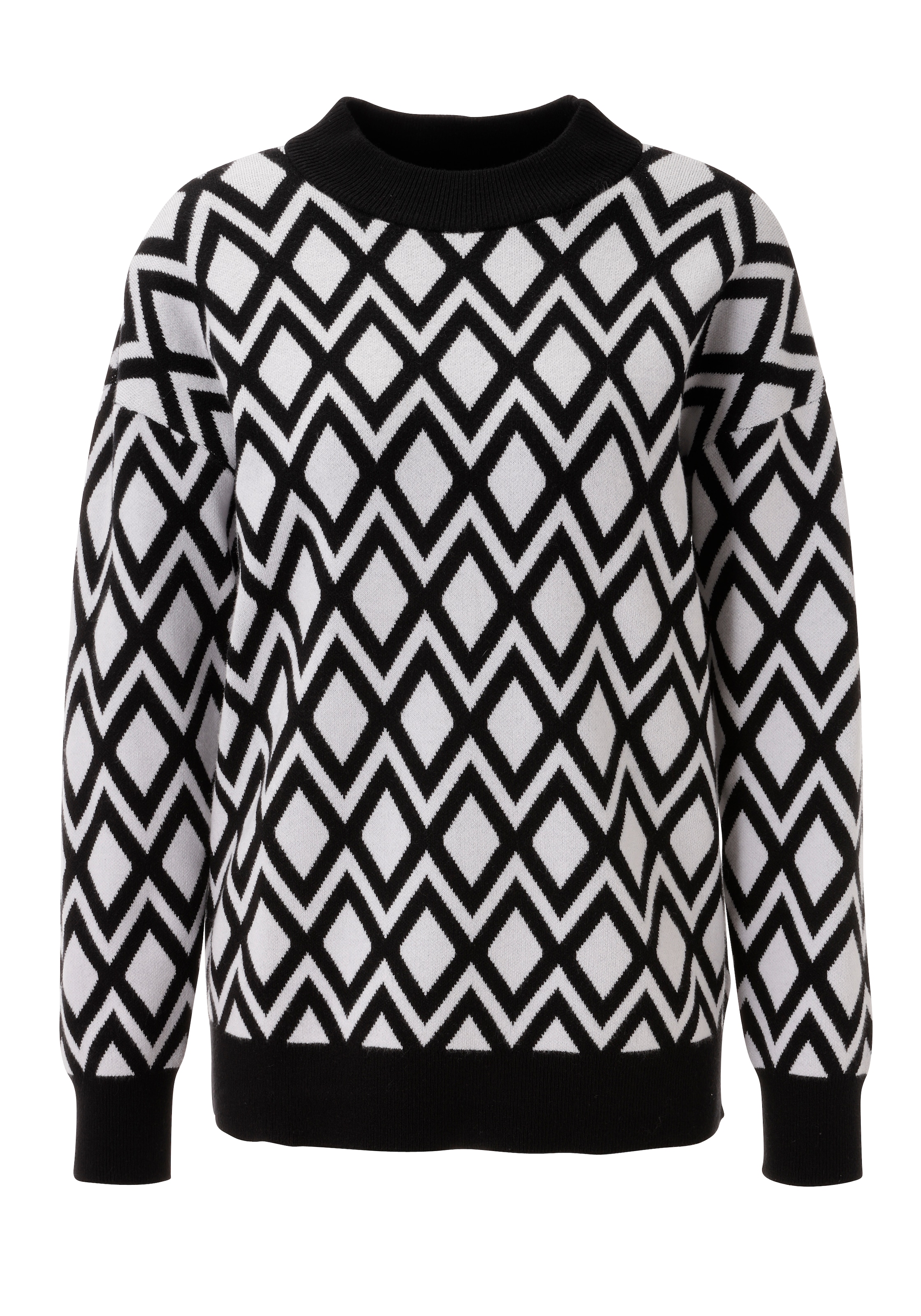 Aniston SELECTED Pull en tricot avec motif losanges géométriques intégral - NOUVELLE COLLECTION