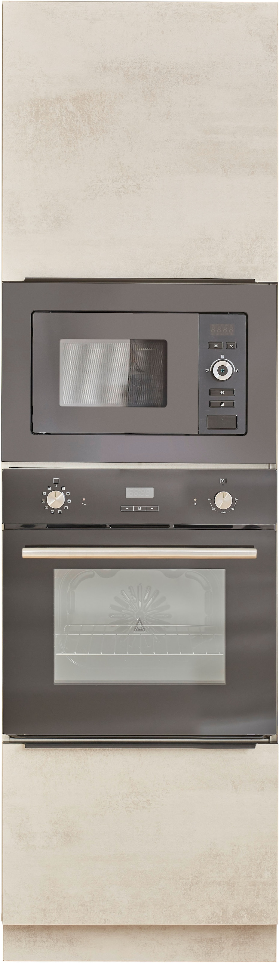 BASIC by Balculina Backofenumbauschrank »Sanibel Küchenschrank, Küchenhochschrank BxHxT 60 x 210 x 58« 1 Stk. tlg. Mit 1 Tür und 1 Auszug, 2 offene Fächer für Backofen und Mikrowelle