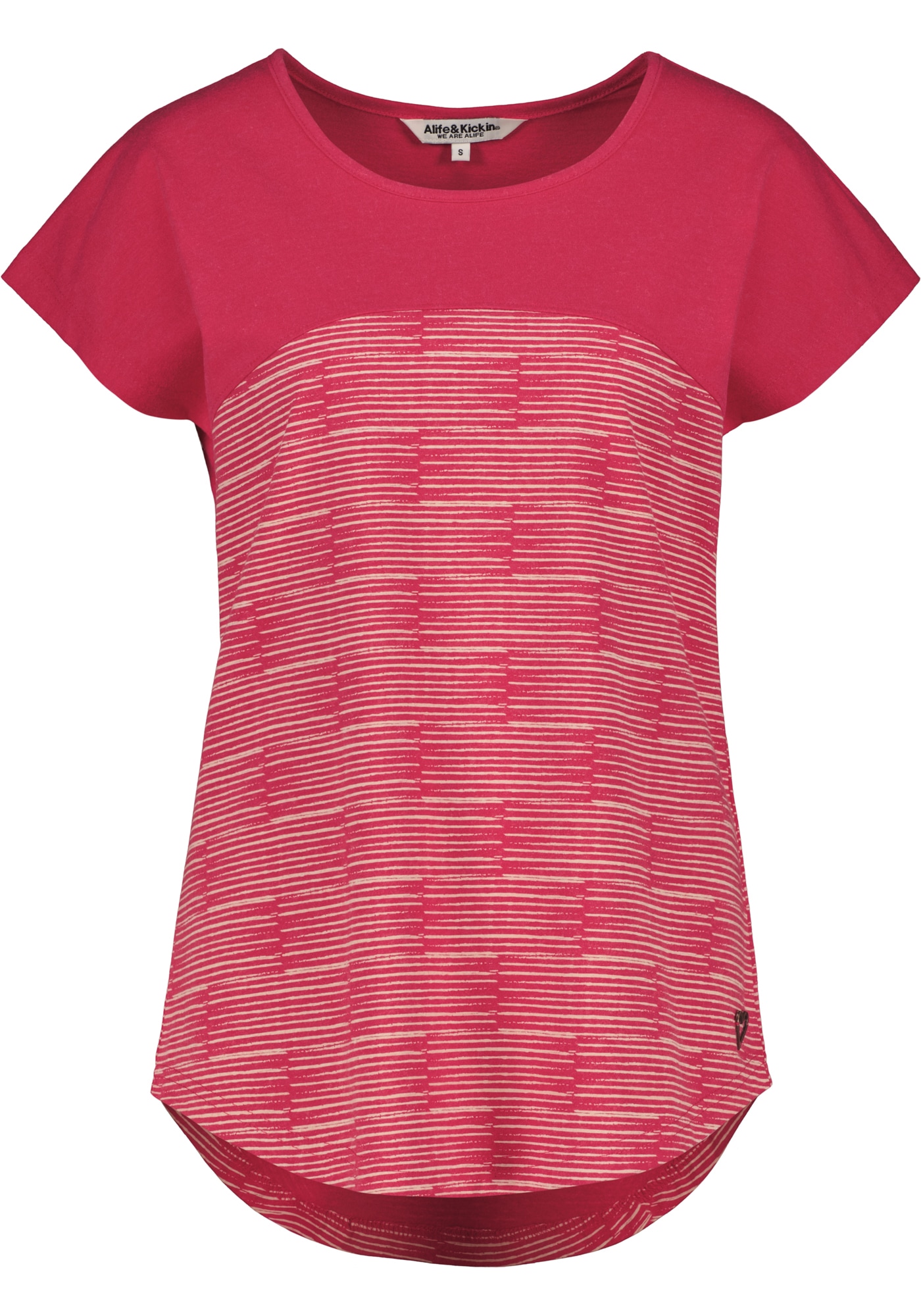 Alife & Kickin Shirt à col rond »FridaAK B« T-shirt basique polyvalent avec écusson cœur et ourlet arrondi