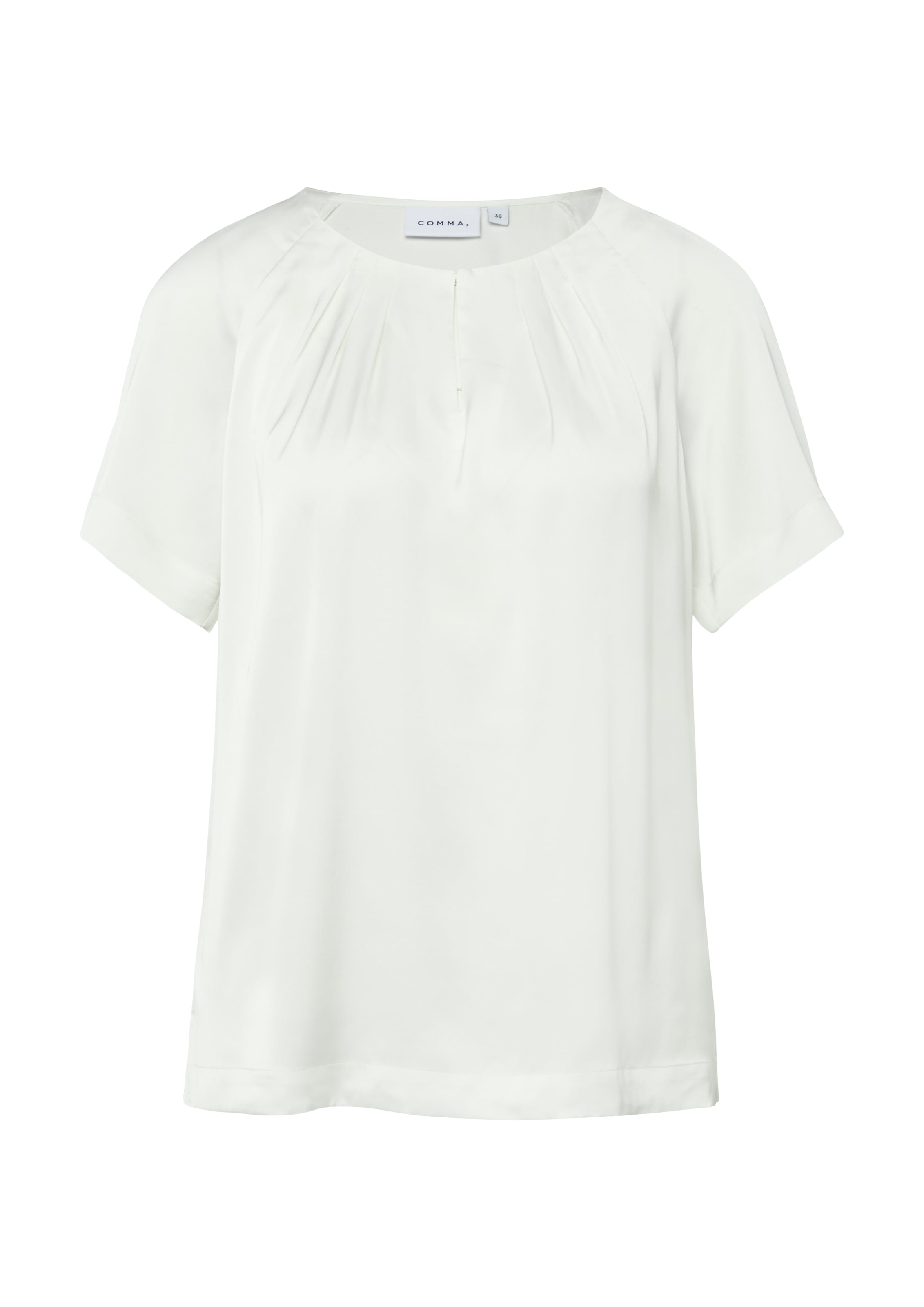 Comma Shirtbluse Sommer-Bluse mit gerafftem Kragen und Cut-out