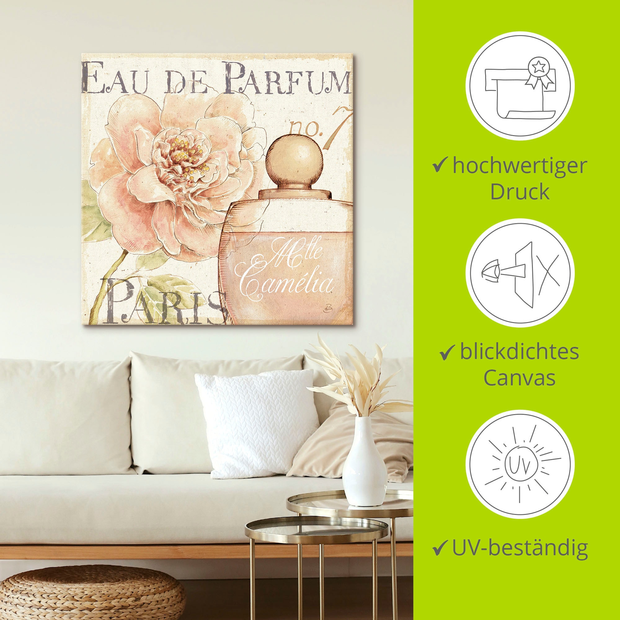 Artland Leinwandbild »Blumen und Parfum II« Schilder 1 Stk. tlg. auf Holzrahmen gespannt