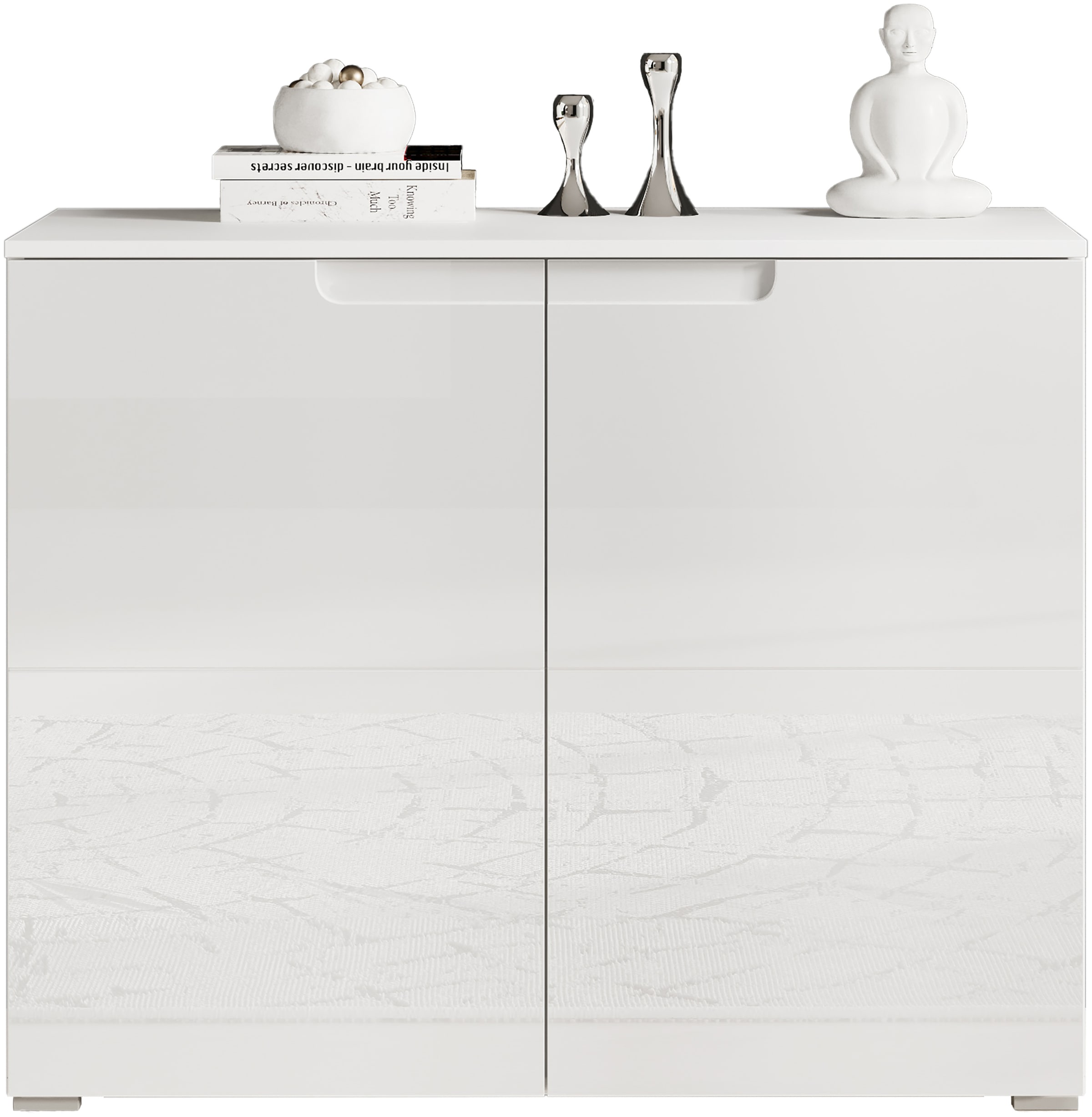 HBZ Kommode »Spice weiss hochglanz, BxHxT 100x80x40 cm« Kommode mit 2 Türen und 2 Einlegeböden