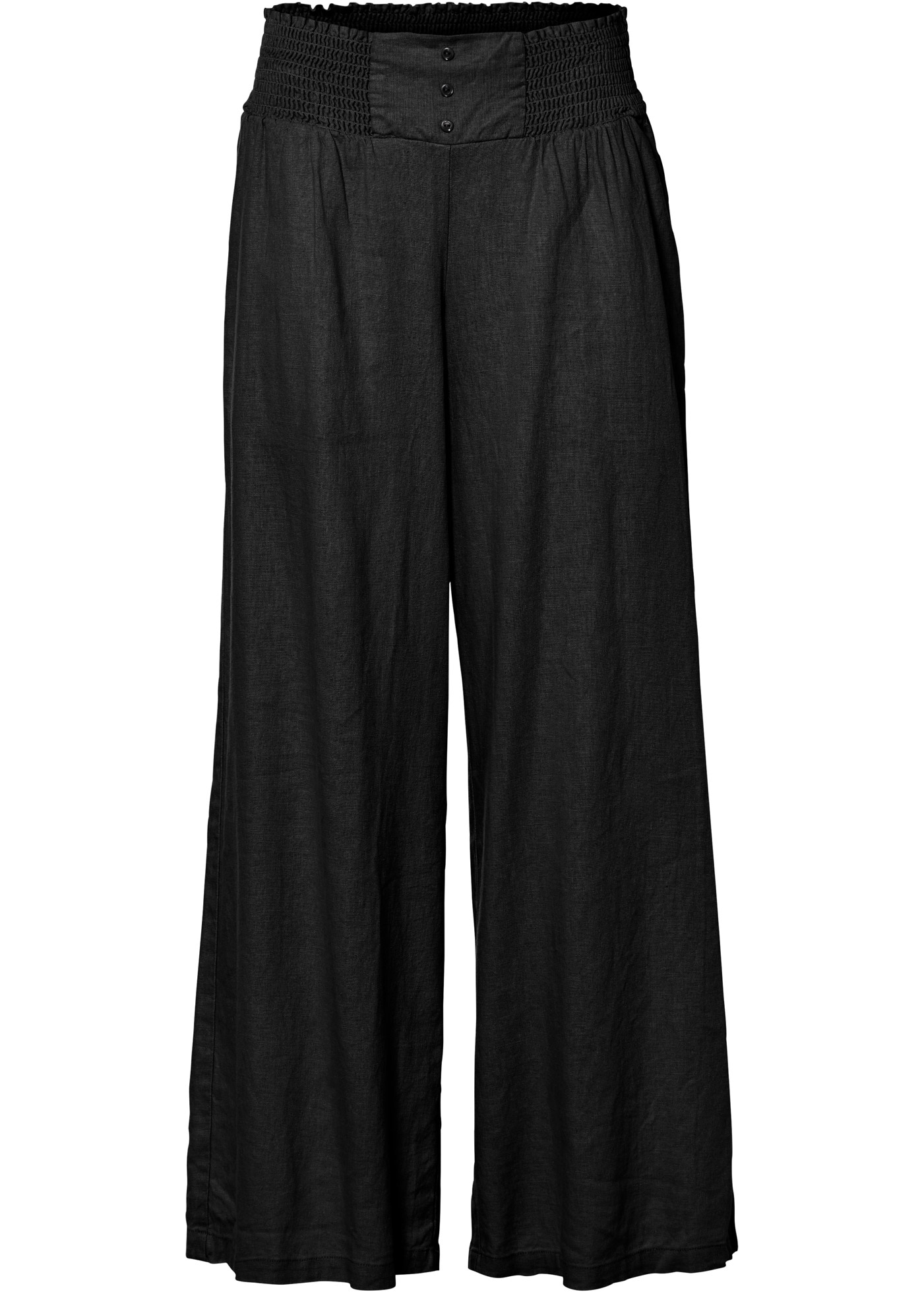 bonprix Marlene-Hose  Mix aus Leinen und Viskose, gesmokter Bund mit Knopfdetail, Loose Fit