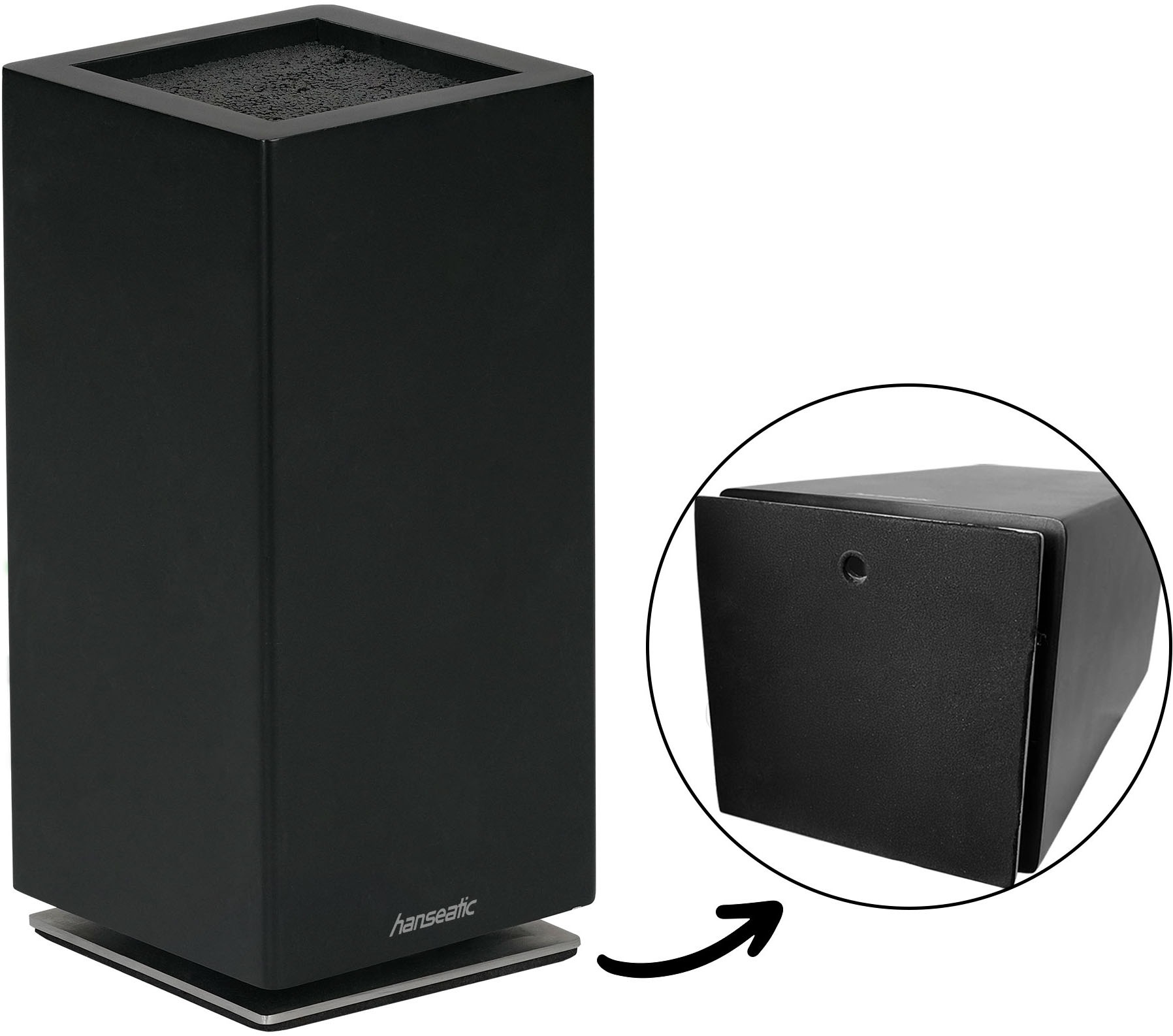 Hanseatic Bloc à couteaux magnétique »hanseatic PREMIUM, aus Holz, Messerblock Set, 6-tlg.« 6 pièces elegantes Design, herausnehmbarer Borsteneinsatz, 360-Grad-drehbar