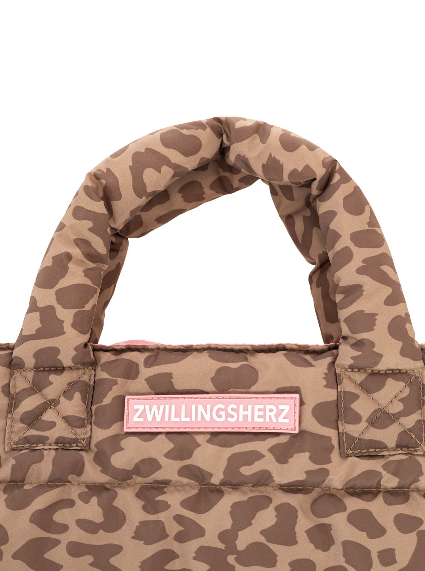 Zwillingsherz Sac de transport »"Leo allover"« Imprimé animal, logo rose, bretelle amovible