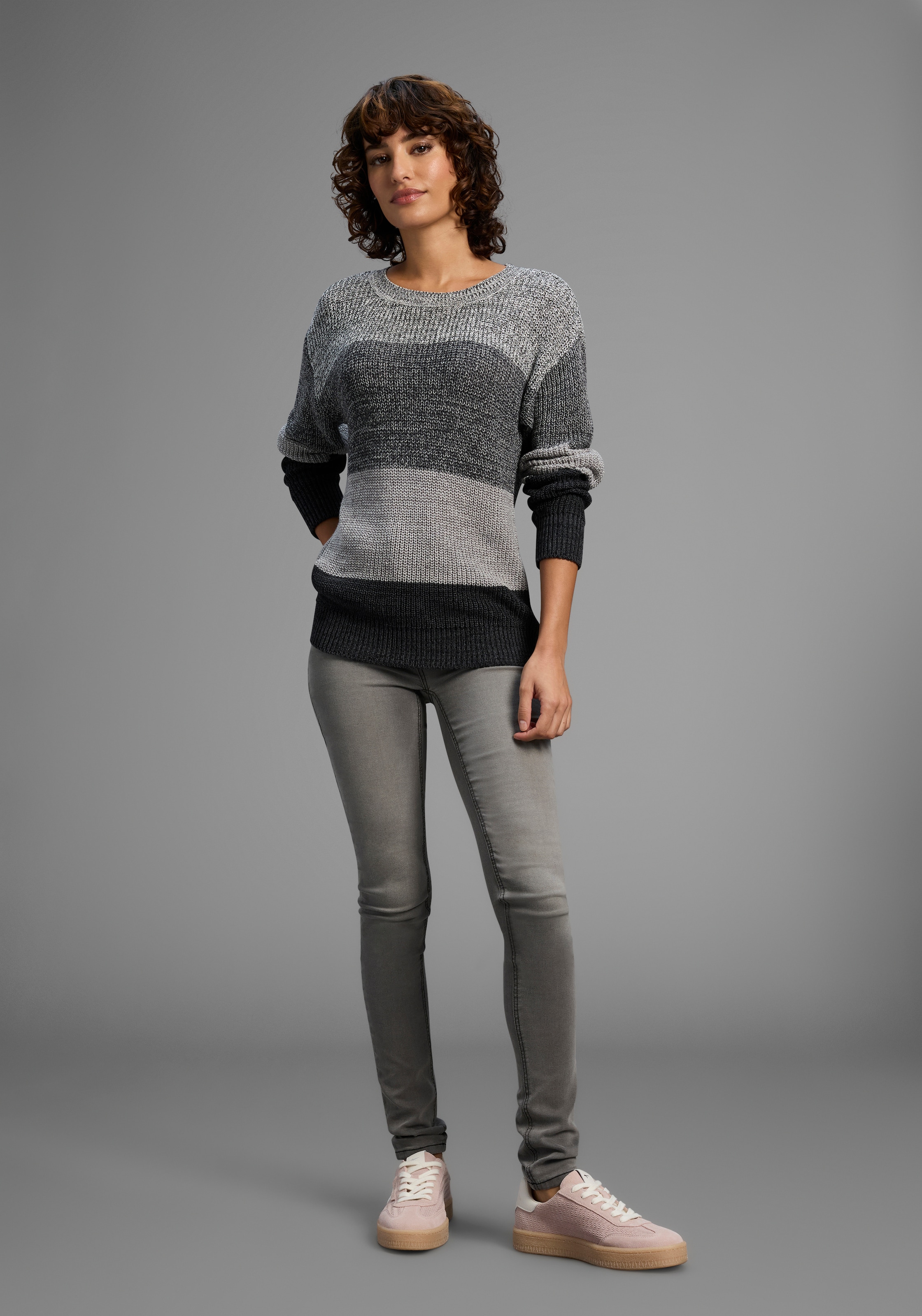 Laura Scott Pull à rayures Übergangspullover aus Baumwolle mit Melangeoptik - NEUE KOLLEKTION