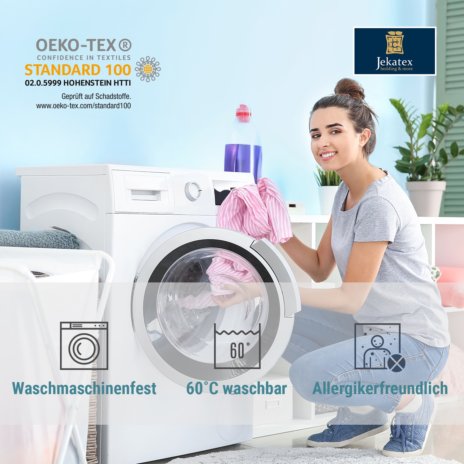Jekatex Couette microfibre »Bettdecke, Microfaserbettdecke in 200x200 cm« normal Füllung 100 % polyester 1 cuis tlg. Couette toute l'année, adaptée aux allergiques,