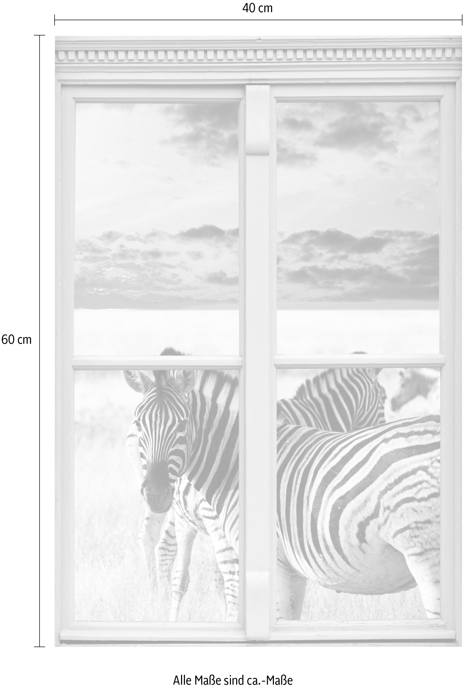 queence Autocollants muraux »Zebras« Wandsticker, Wandbild, selbstklebend, 3D, Fenster