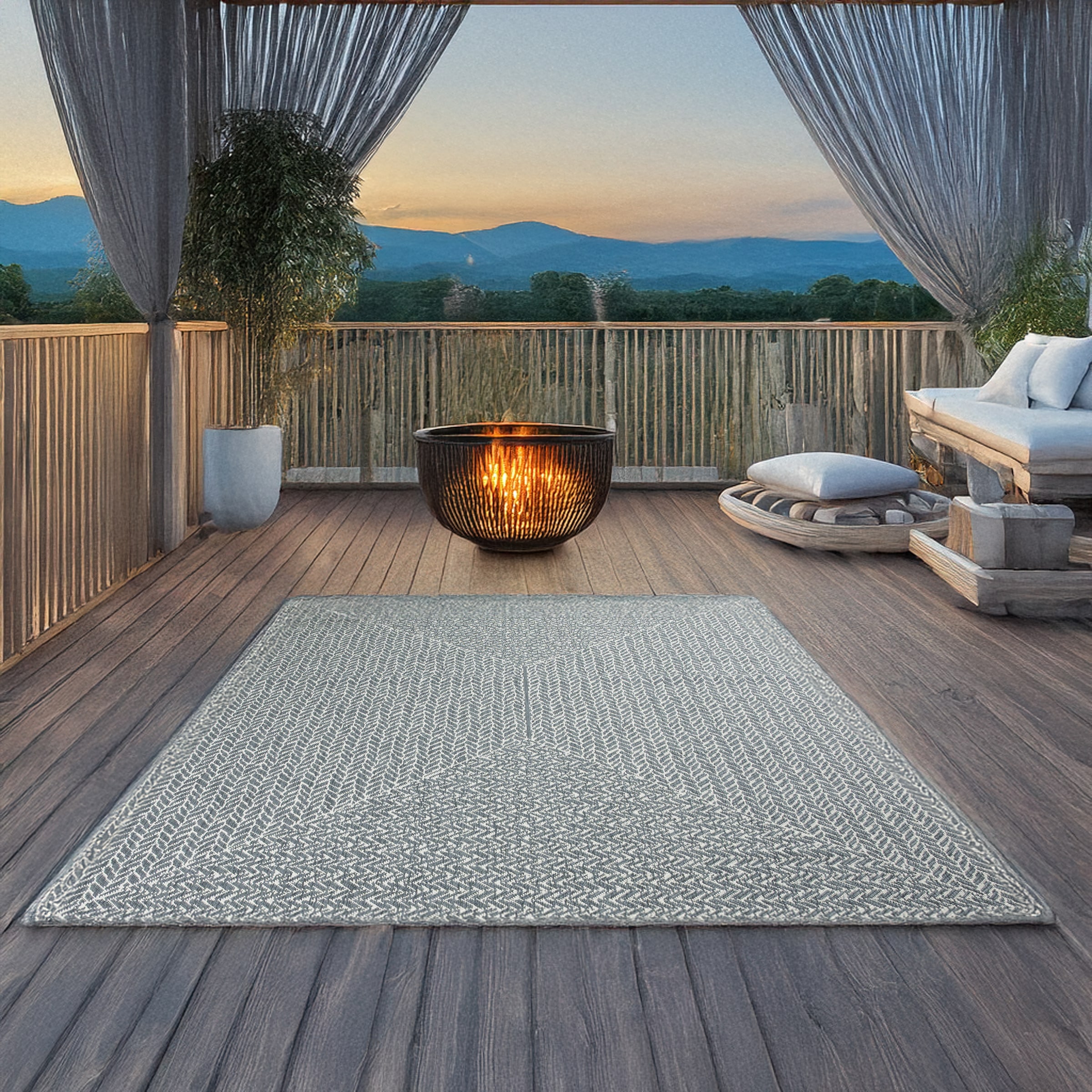 GOODproduct Teppich »Matts Wende-Teppich in Strick-Optik auch für Balkon und Terrasse« rechteckig 5 mm Höhe In- und Outdoor geeignet, Wetterfest & UV-beständig,