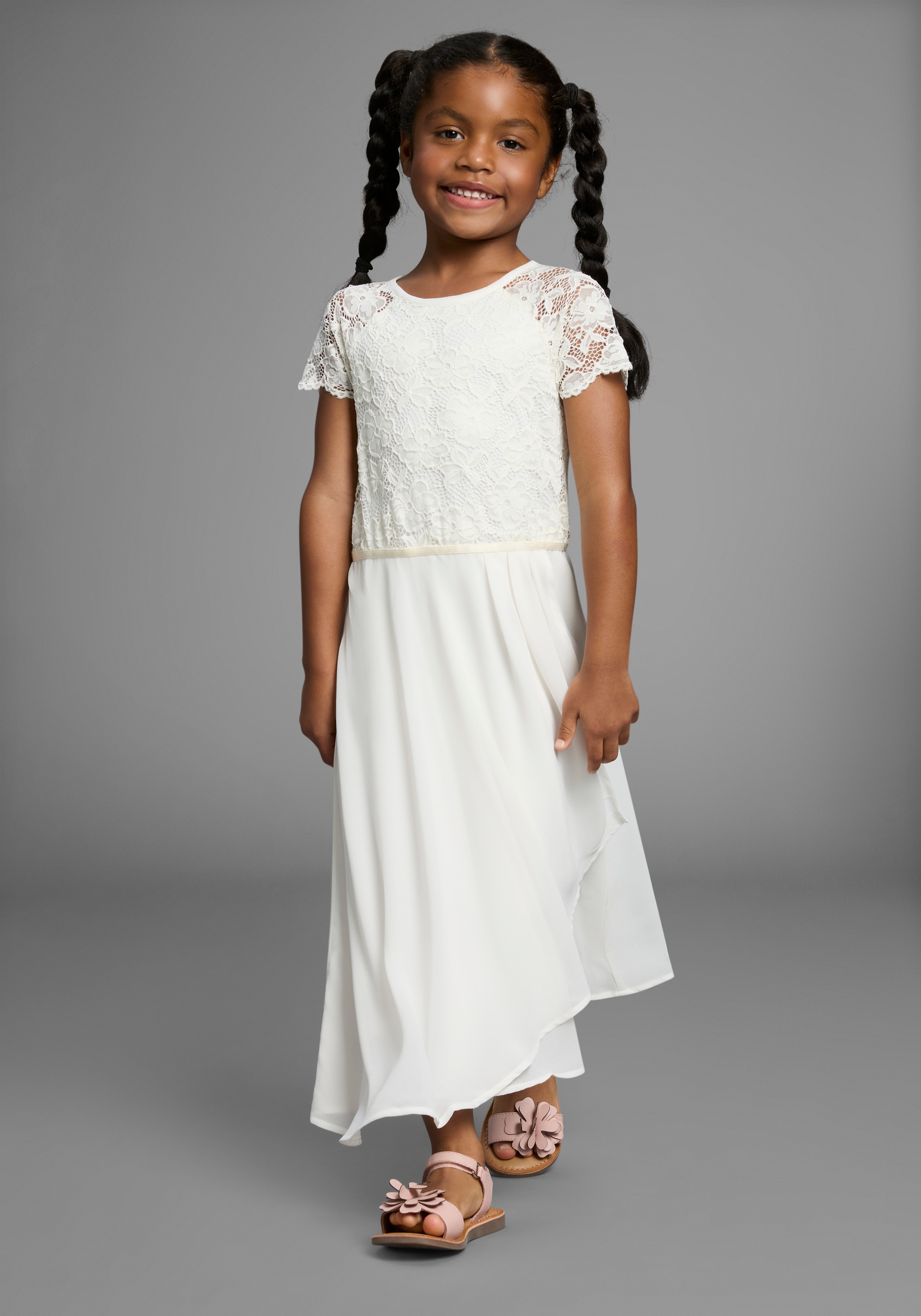 KIDSWORLD Jerseykleid »Festliches Kleid mit Spitze« Elegantes Kleid mit Spitze und Chiffon