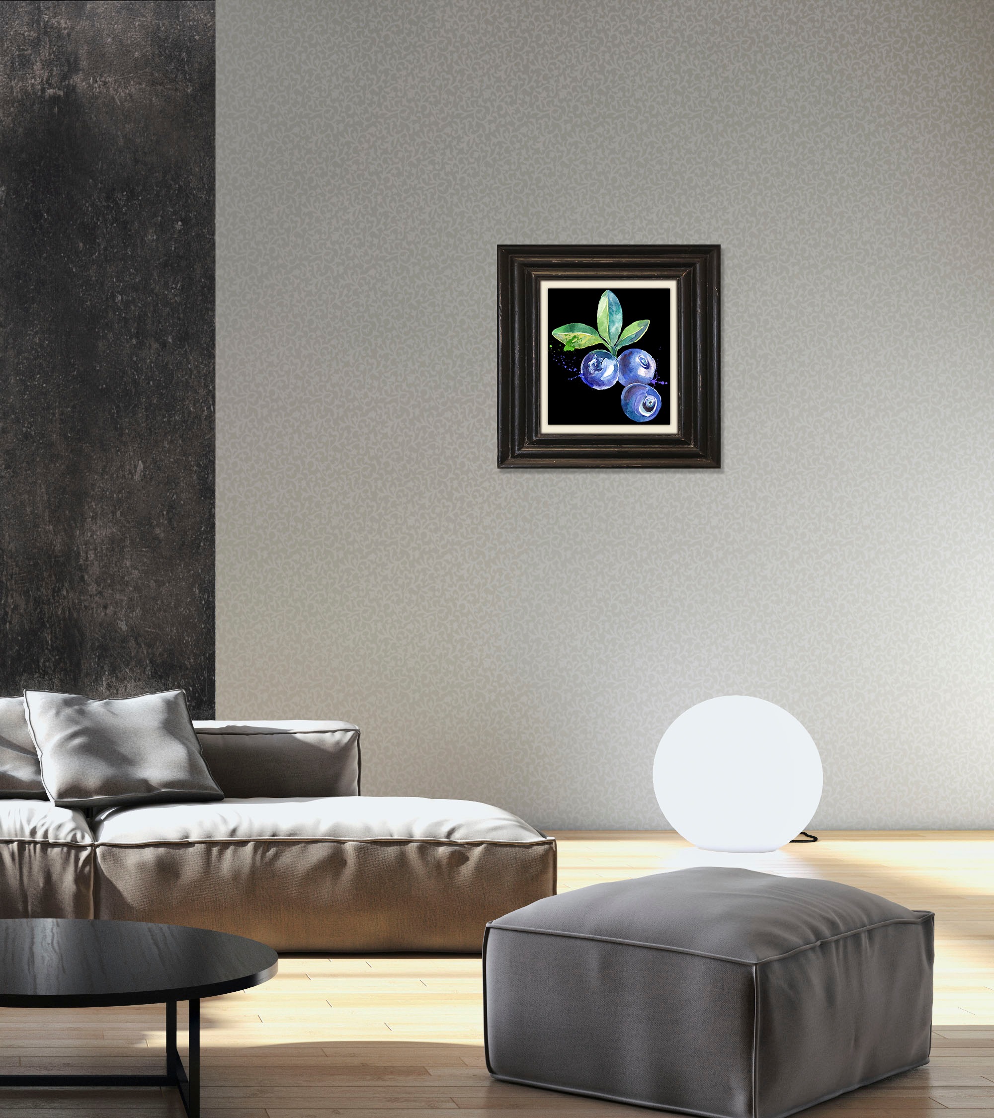 queence Leinwandbild »Heidelbeeren« Kunst | Obst | Obst Bilder | Stillleben Premium-Leinwandstoff, Handarbeit aus Deutschland, 40x40cm