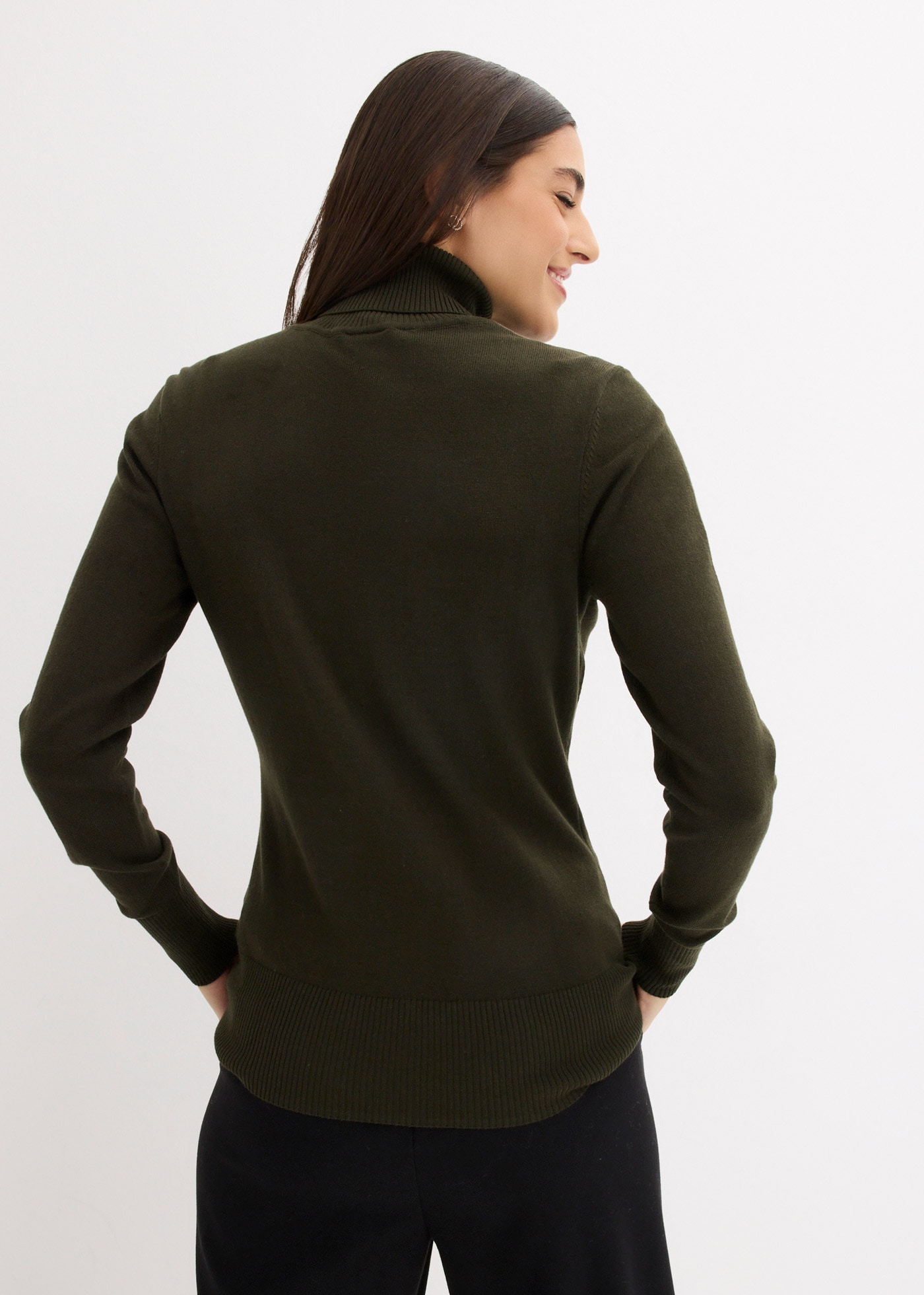 bonprix Pull à col roulé »Feinstrick-Rollkragenpullover« aus Baumwollmischung, mit hohem Rollkragen, schmale Passform