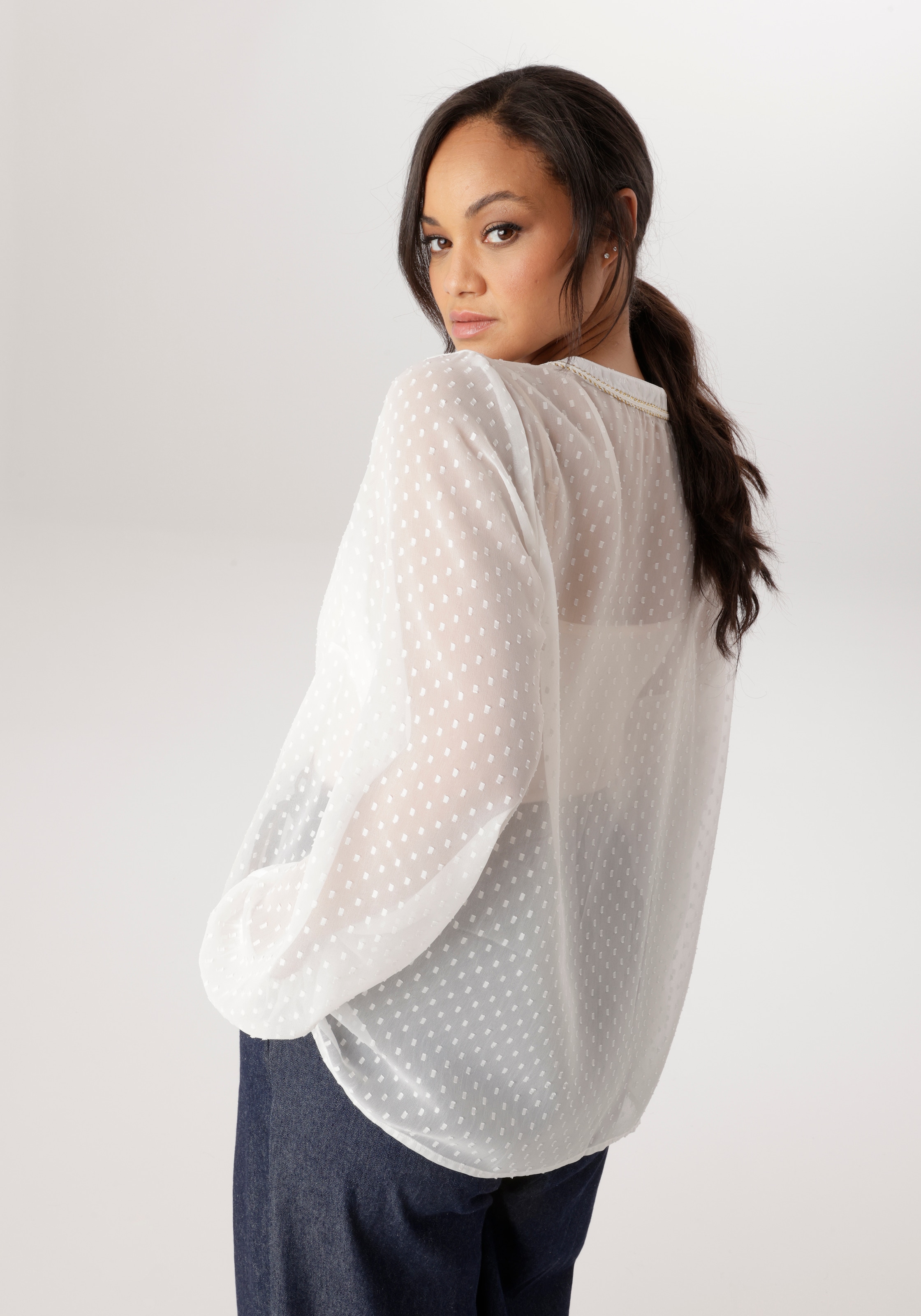 Aniston PLUS Blouse à enfiler mit eingewebten Punkten - NEUE KOLLEKTION