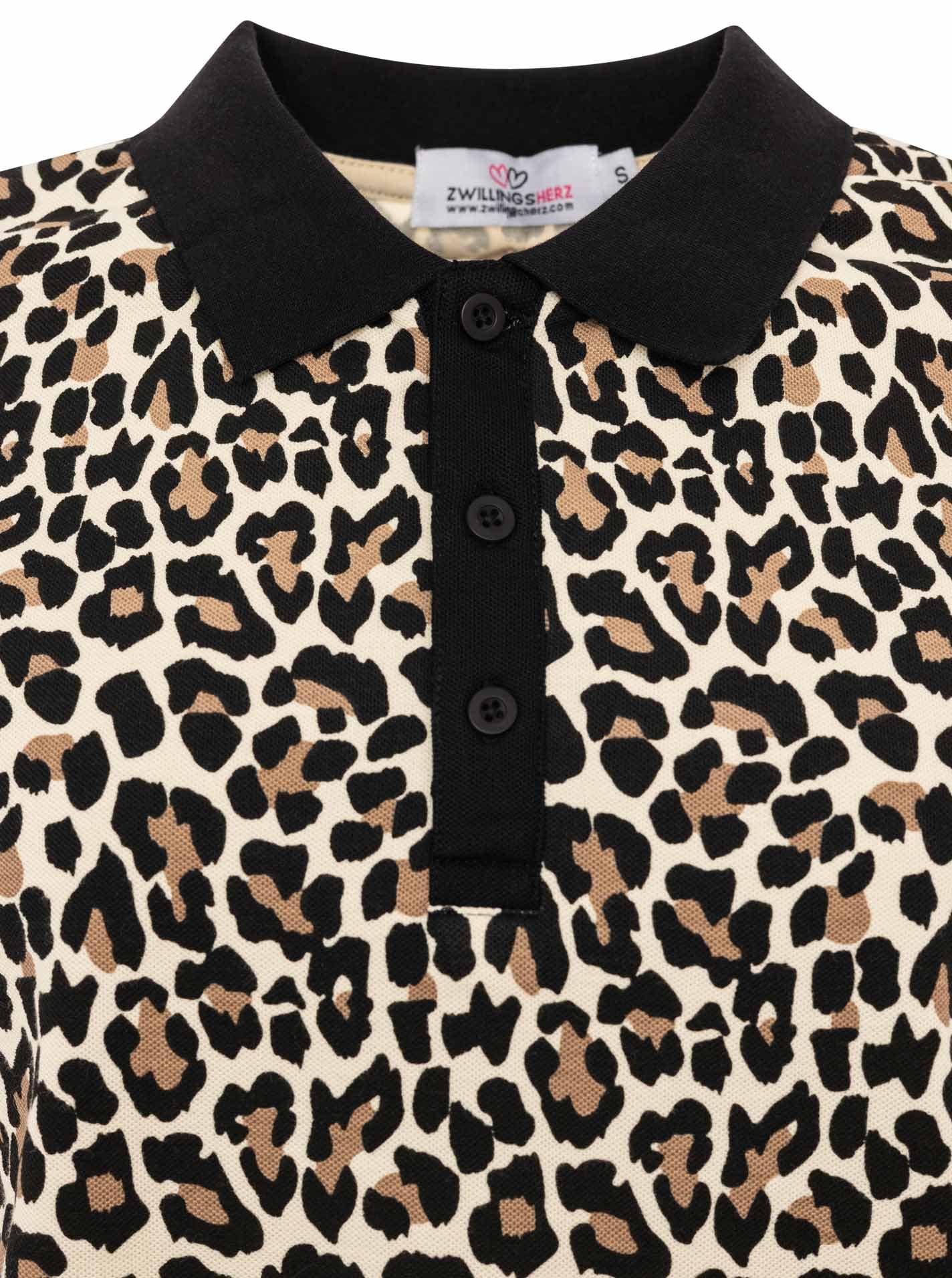 Zwillingsherz Poloshirt »Leo« mit Leomuster, kontrastierender Knopfleiste, kurzarm