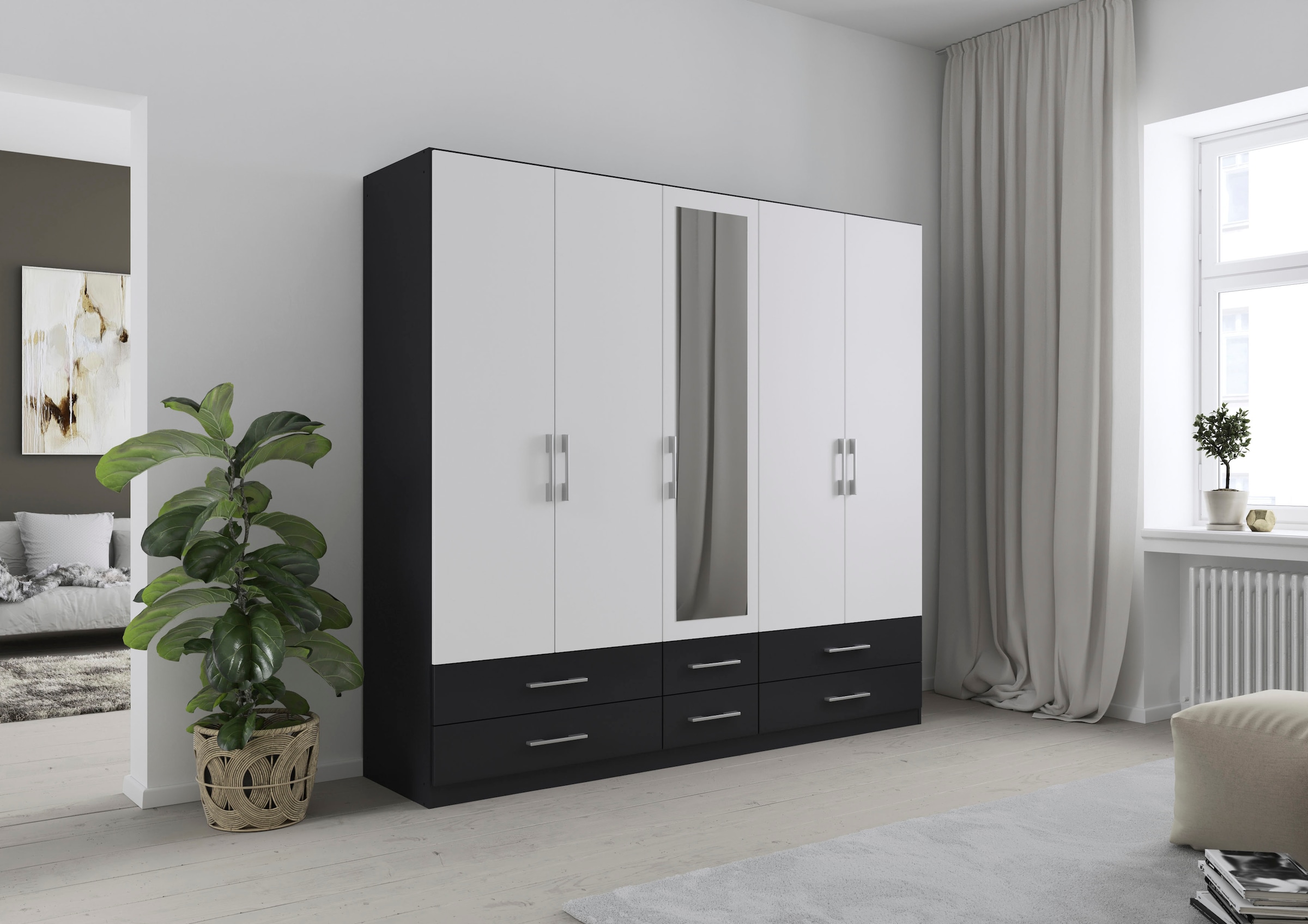 rauch Kleiderschrank »Schrank Garderobe Wäscheschrank HERSBRUCK in 2 Breiten« Breiten: 226 oder 271 cm, Höhe 210 cm,  mit 6 grosszügigen Schubladen sowie Spiegeltüren MADE IN GERMANY